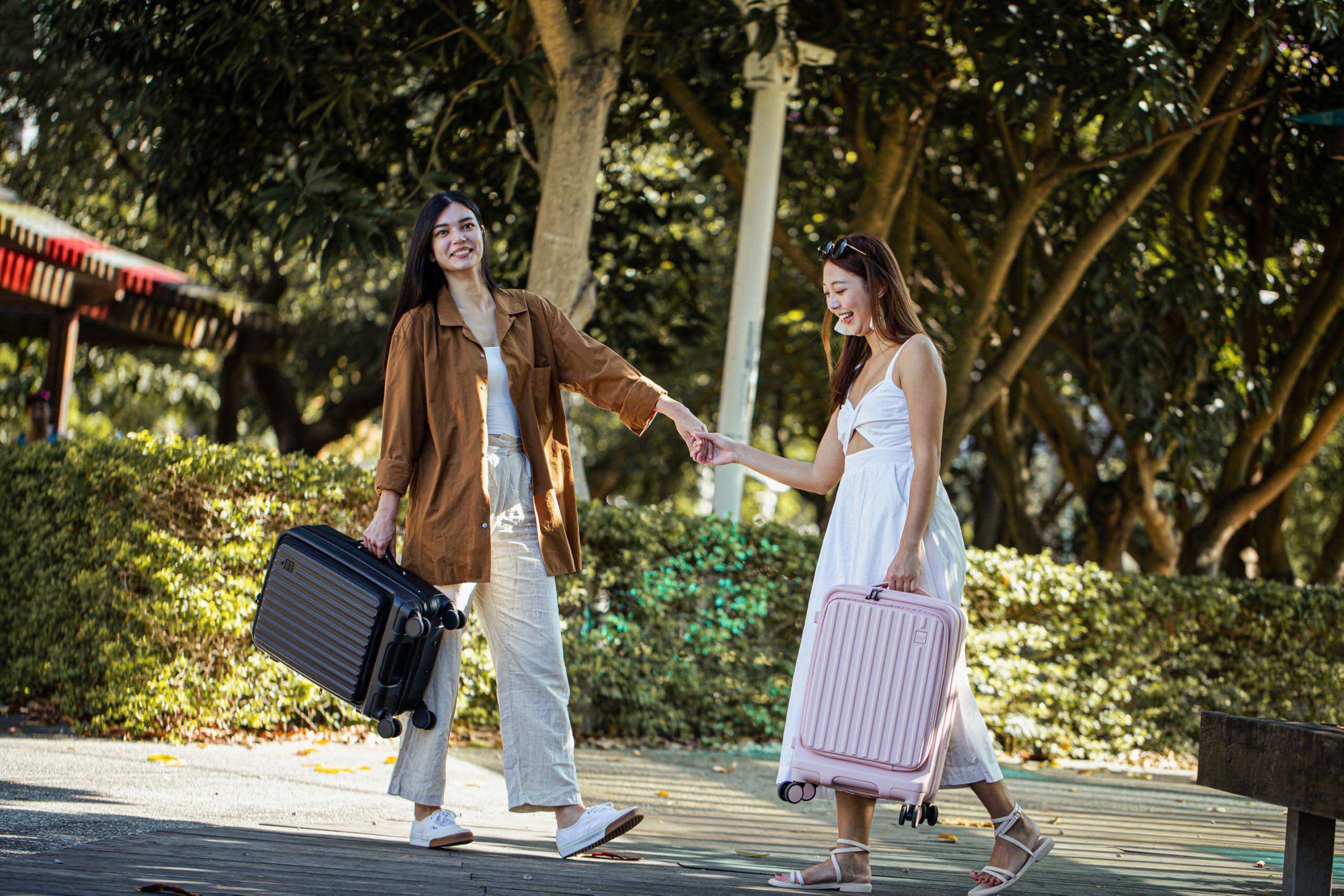 acer Acer Hardside Expandable Luggage Laptop Bag with Spinner Wheels, Pink