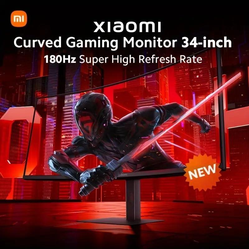Xiaomi Xiaomi Curved Gaming Monitor 34-inch 180Hz High Reshed Rate 1ms Fast FreeSync Premium Professional Calibration 95% DCI-P3 100% sRGB* Low Blue Light Computer Screen Monitor Desktop Monitor