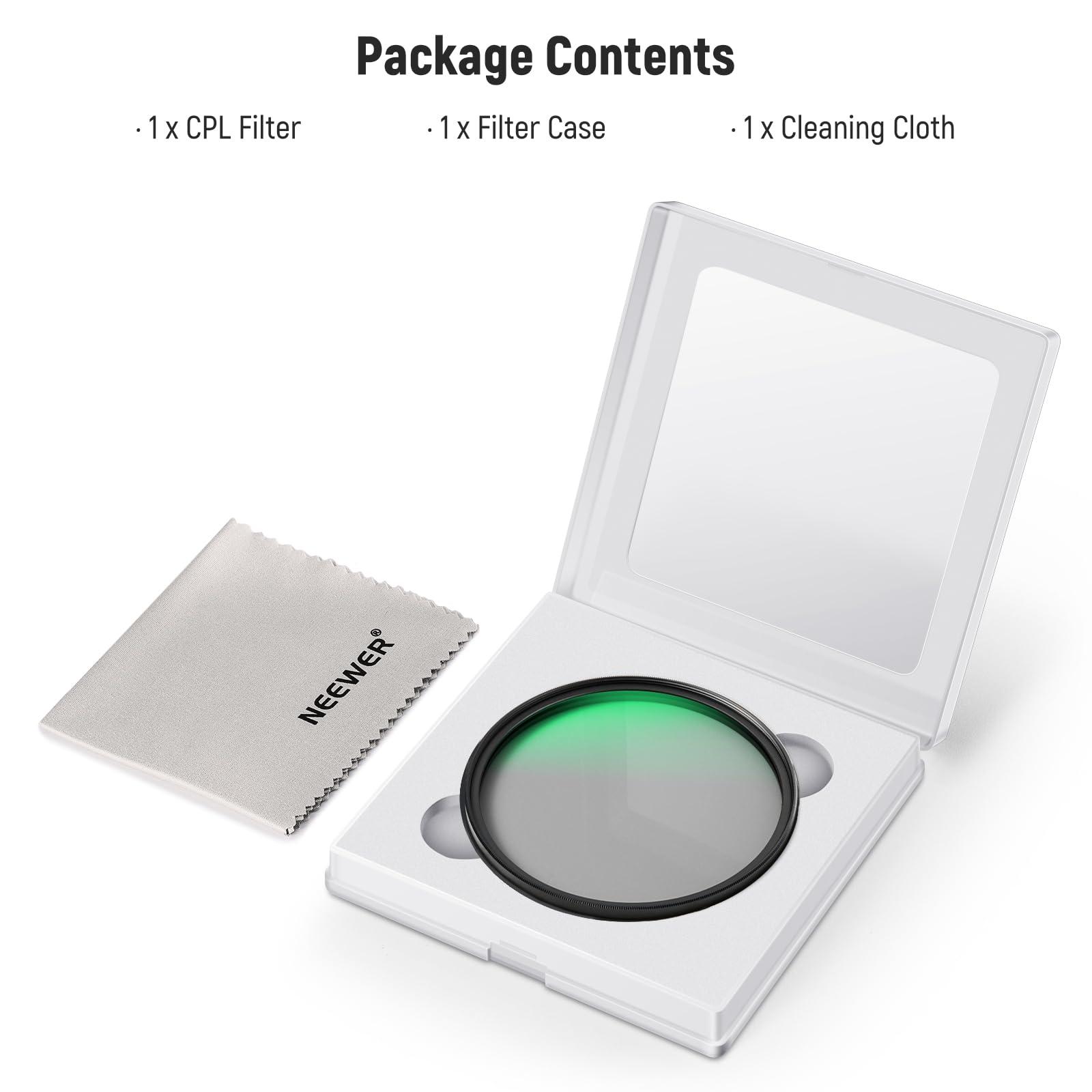 Neewer Neewer 86mm Polarizing Filter, 24 Layer Multi Resistant Nano Coated MC CPL Circular Polarising Filter, HD Optical Glass Polarizer/Ultra Slim/Reduce Reflection/Enhance Contrast/Reduce Glare