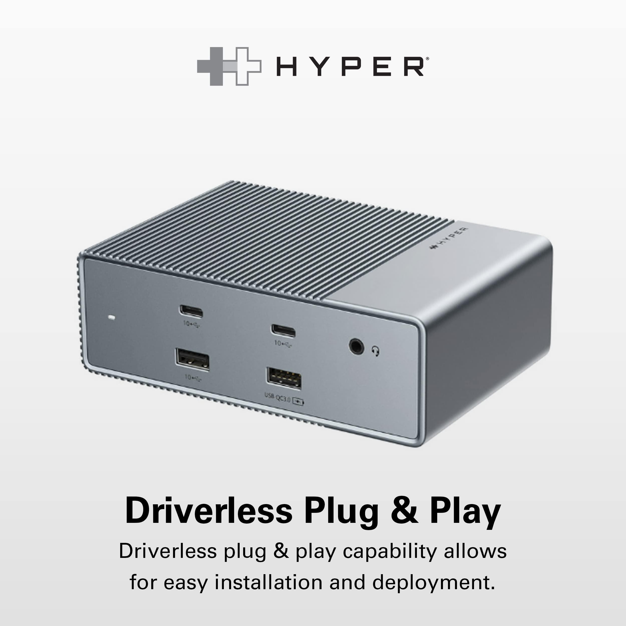 Hyper HyperDrive GEN2 15-in-1 USB-C Docking Station for MacBook, iPad, PC - HDMI or DP, Up to 3 Extended Displays, High-Speed USB Data Transfer