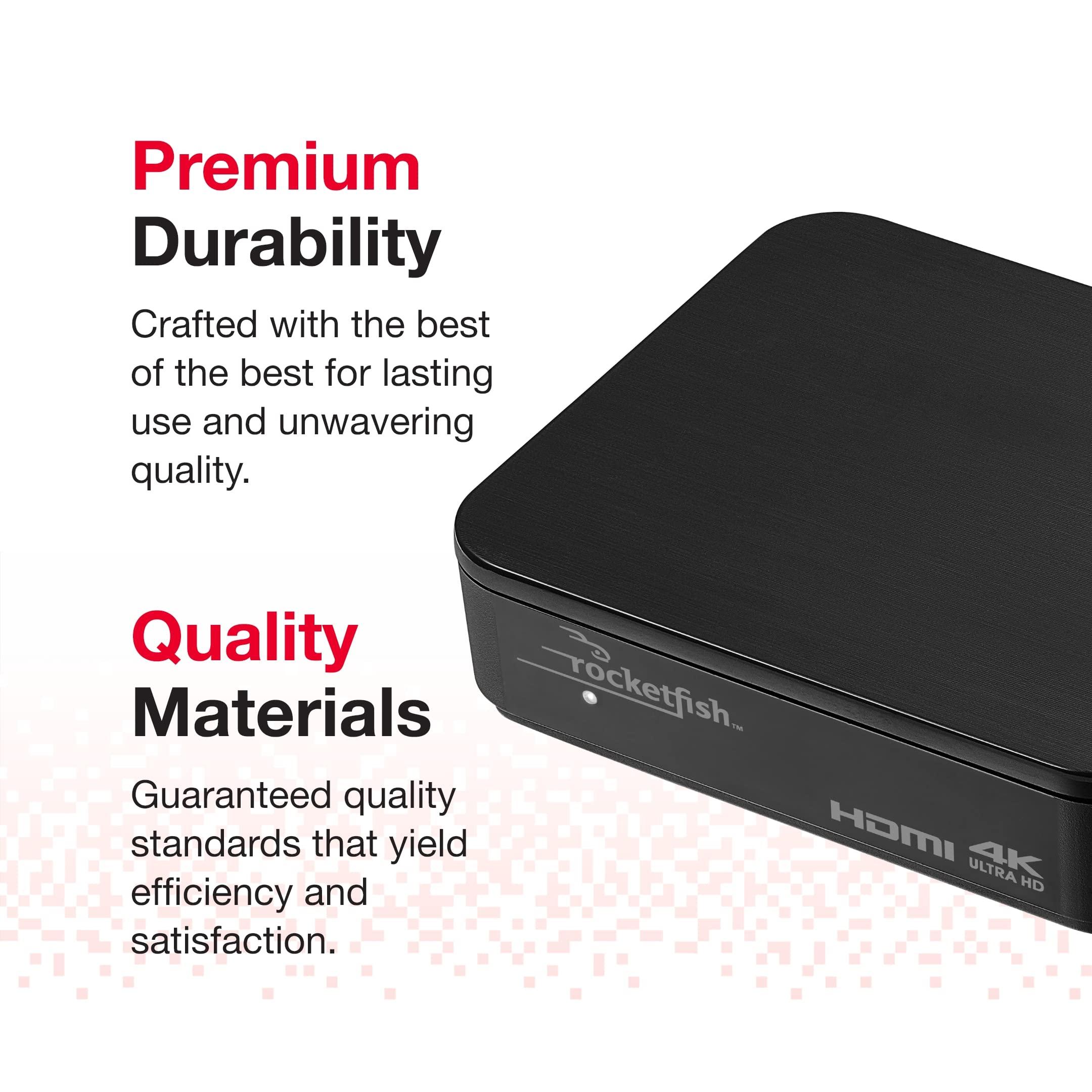 Rocketfish Rocketfish 2-Output HDMI Splitter with 4K at 60Hz and HDR Pass-Through - Dual HDMI Splitter with Easy Setup - HDMI Splitter Output Supports 2 HDMI Displays - Splitter with 4k & HDR Compatibility