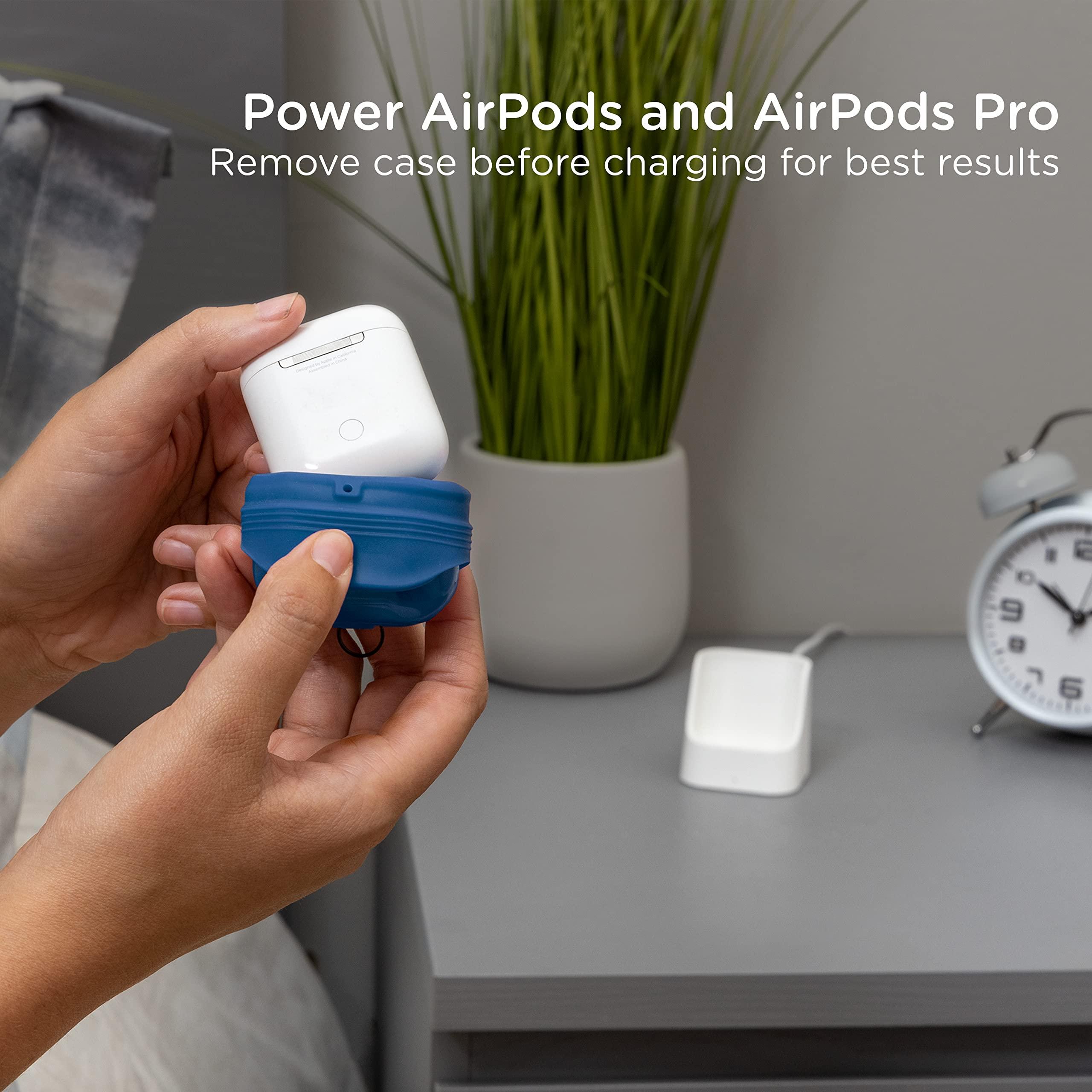 Cordinate Cordinate Wireless Charging Station Compatible Only with AirPods and AirPods Pro, 5W Qi Charger, Ear Buds, Indicator Light, Great for Home or Office, 4ft. USB-A to USB-C Cable, White, 58616