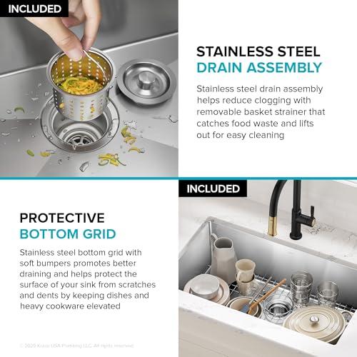 Kraus Kraus KHU100-32 Standart PRO 16 Gauge Undermount Single Bowl Stainless Steel Kitchen Sink, 32 Inch