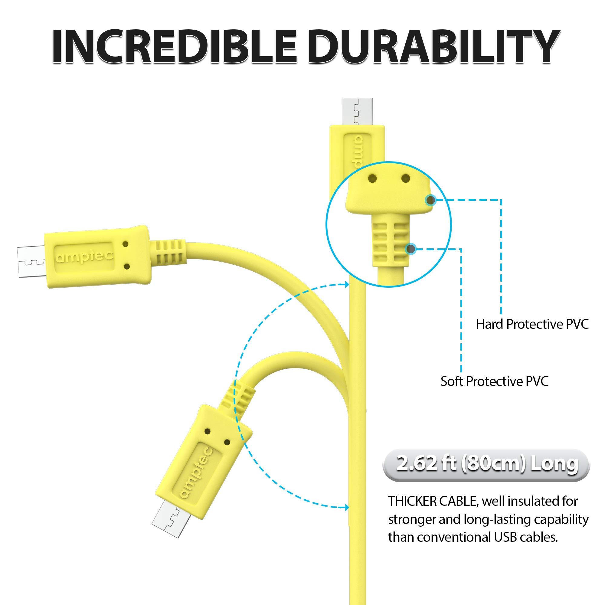 Amptec Replacement Charger Cable for Kindle - Micro USB Connection - USB Charging Cable - Supports Kindle E-Readers, Kindle, Paperwhite, Oasis, Fire 7 Tablet, Fire HD Tablet with Micro USB Port (1 Pack)