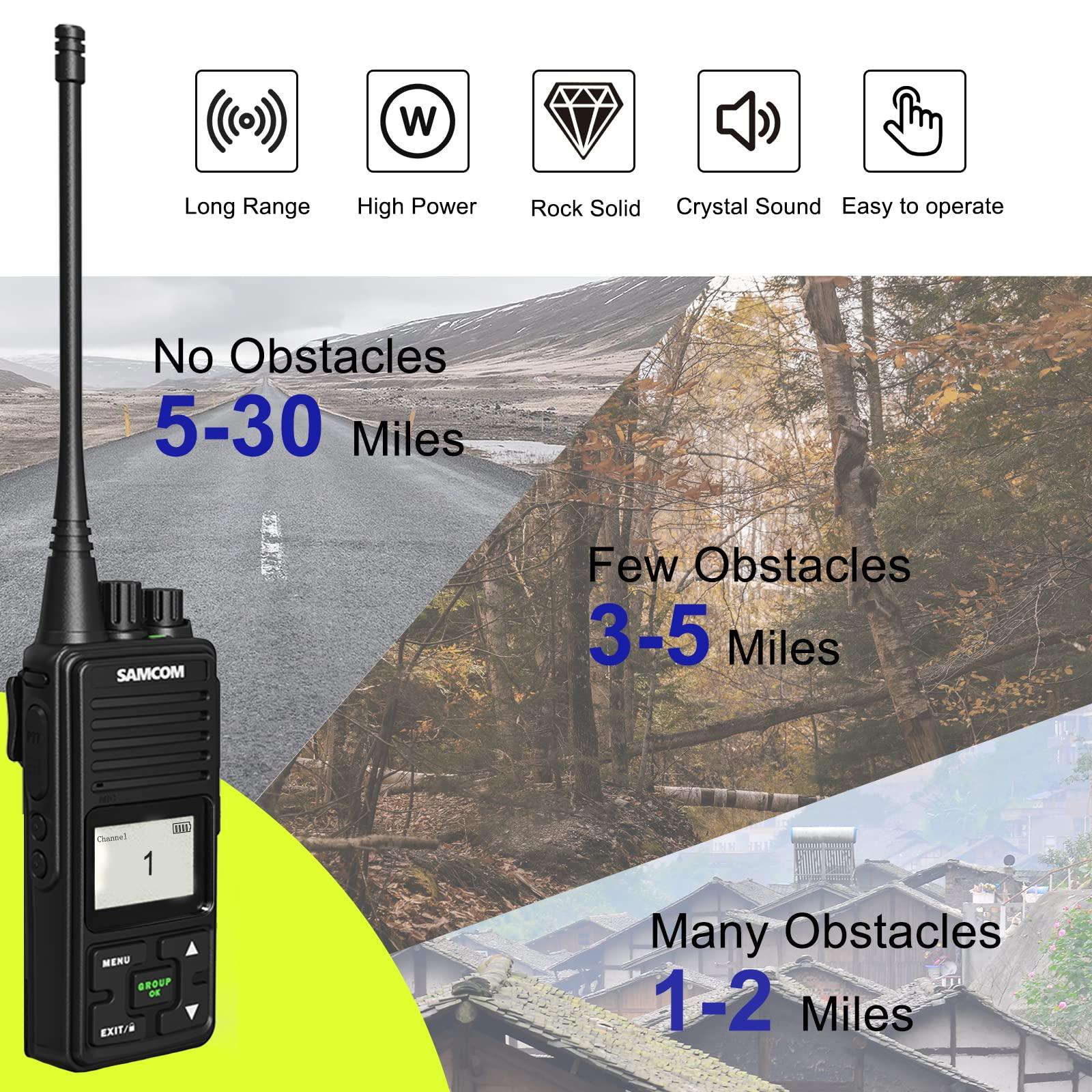 SAMCOM SAMCOM FPCN10A Two Way Radio with Shoulder Speaker Mic,3000mAh High Power 2 Way Radios Long Range, UHF Walkie Talkie earpiece with mic for Adults Construction Site School Security(2 Radios with 2 Mic