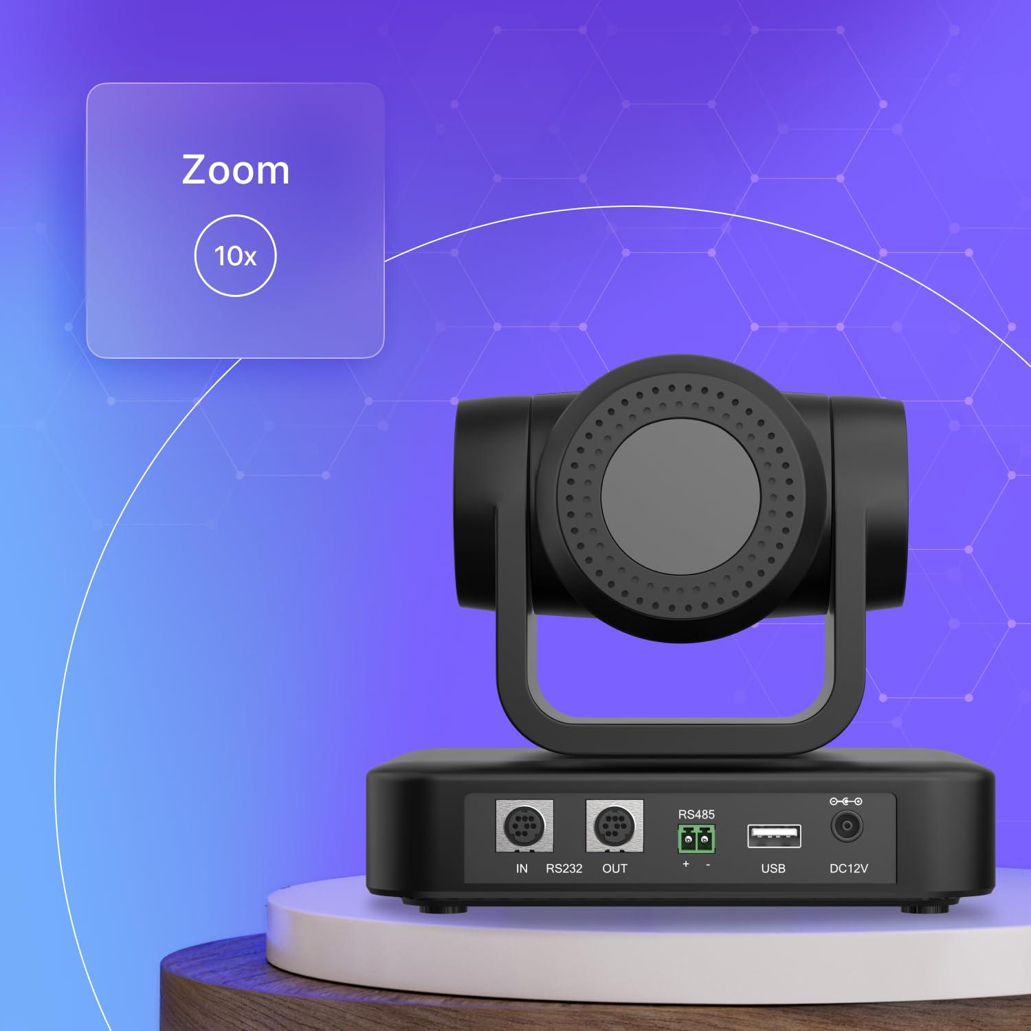 BZB GEAR PTZ 3X/10X Zoom 1080P FHD USB 2.0/RS232 Huddle Room Camera