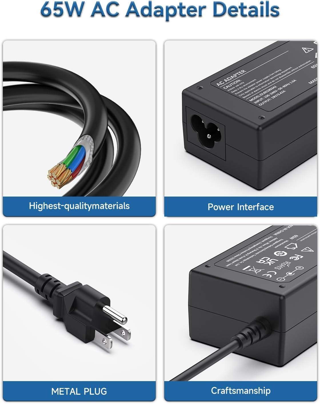 LJO-EEIH 19V Power Adapter for HP Monitor 20\" 21.5\" 23\" 23.8\" 25\" 27\"; 27xw 27xi 27er 23es 27es 25 24ea 25xw 25bw 25xi 22cwa 23xi 23bw 20xi Power Supply Cord Replacement