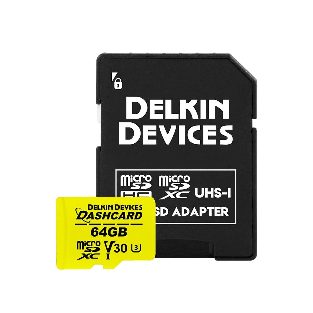 Delkin Devices Delkin 64GB Micro SD Card UHS-I (U3/V30) microSDXC with Adapter | Dash CAM Card Ultra-High Speed Class 10 Micro SD Card for Dash Cam, Security Camera, GoPro, Wyze, Digital Camera