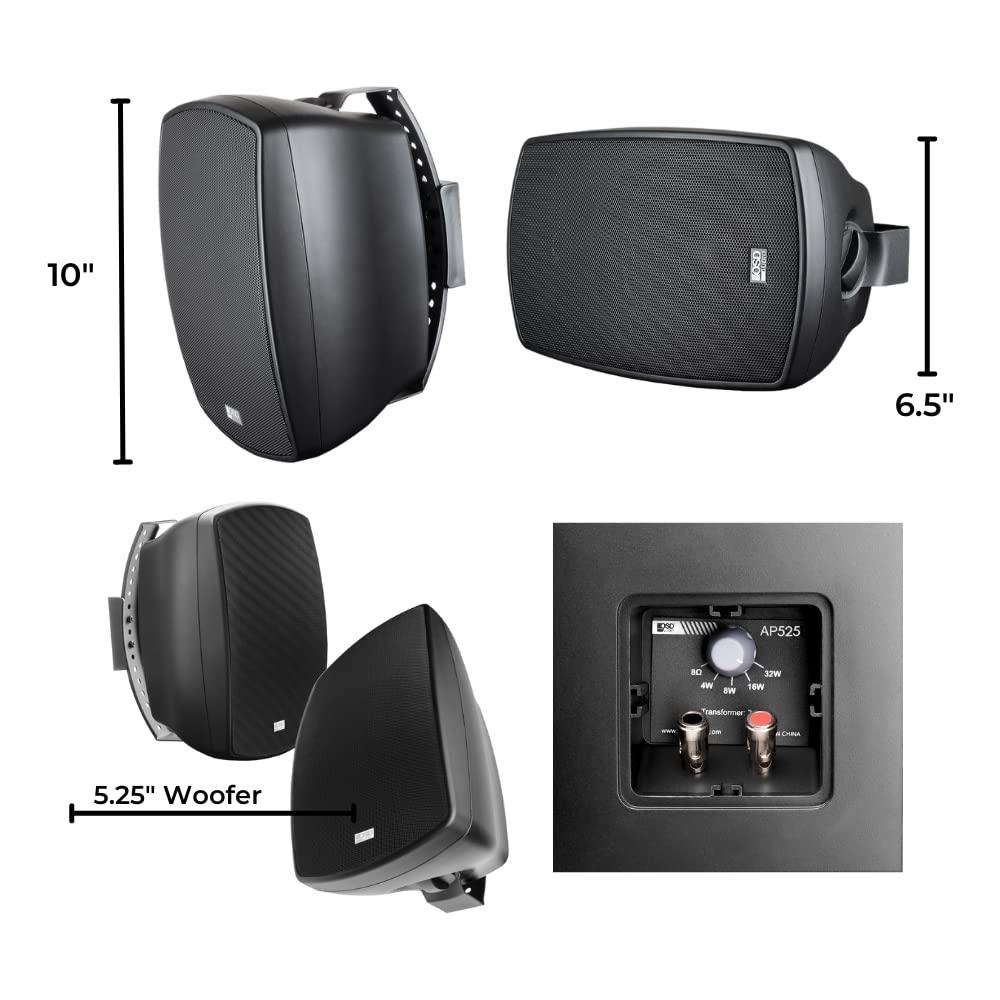 OSD Audio OSD 5.25\" Outdoor Patio Speaker Pair 150W, IP54 Weather Resistant, Full Motion Bracket Black AP525