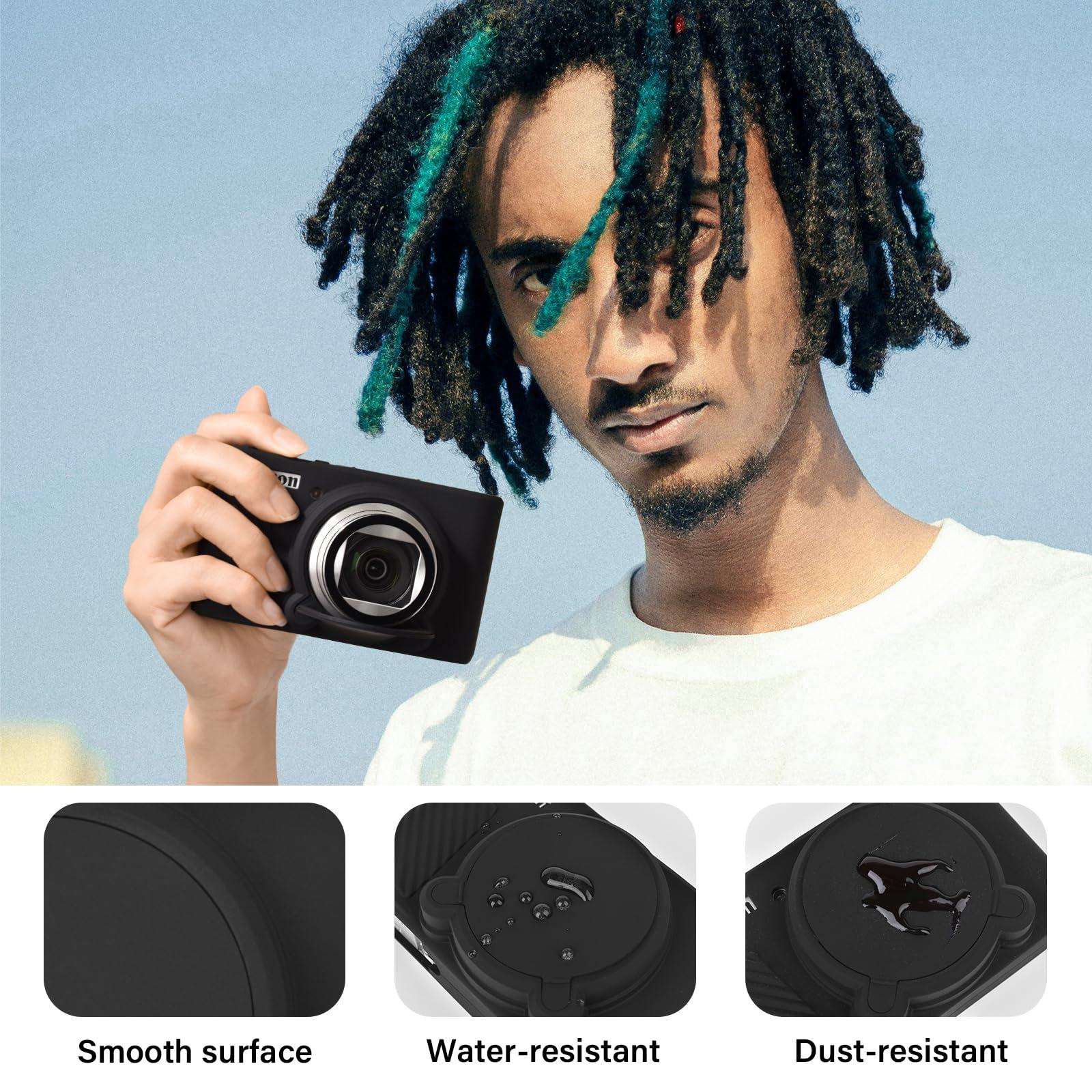 VOVMOEYA VOVMOEYA SX740 Camera Case Accessories Set[with 2 LCD tempered films],Silicone Protective Case Compatible with Canon PowerShot SX730 SX740 HS Digital Camera - Black