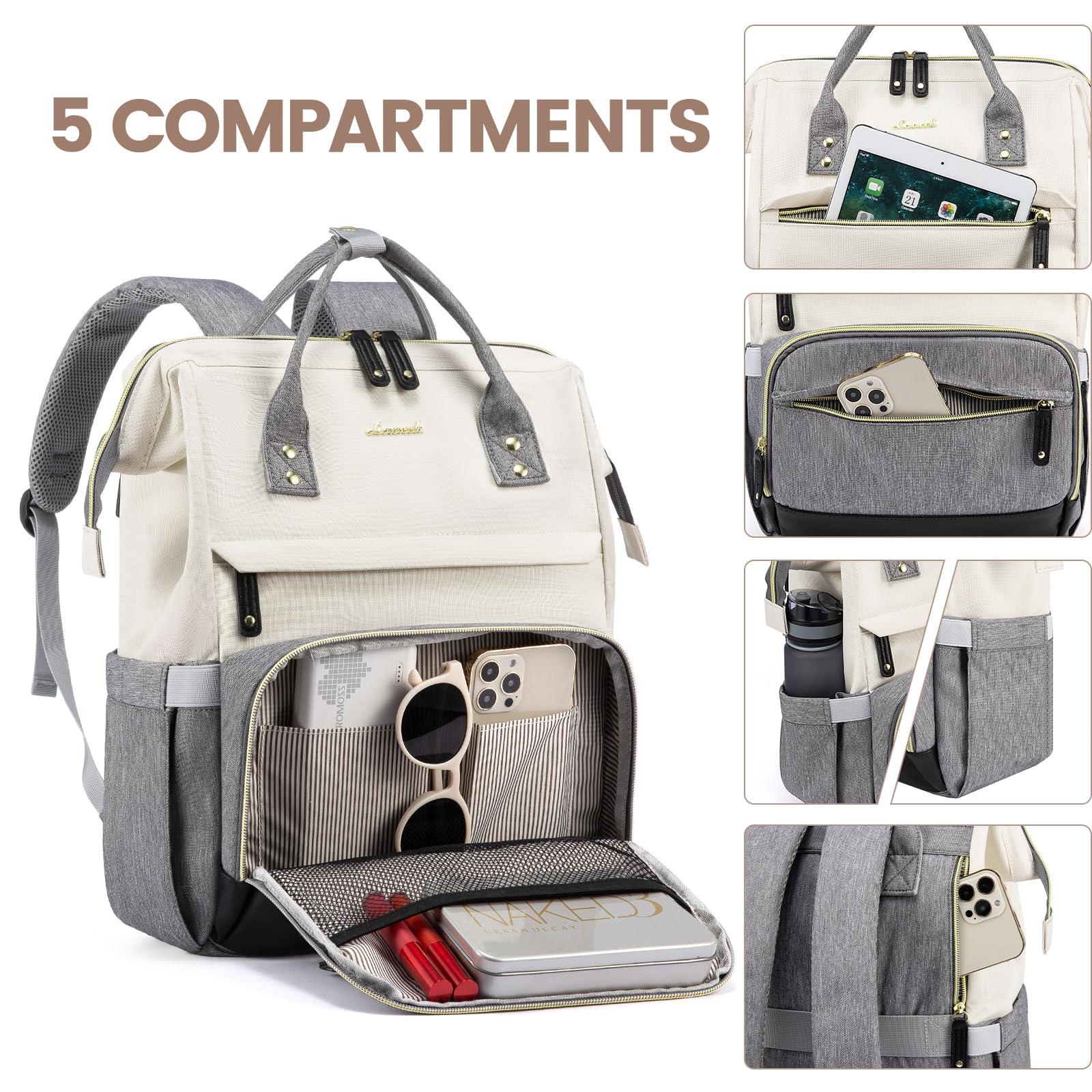 LOVEVOOK LOVEVOOK Laptop Backpack for Women, 15.6 Inch Work Business Backpacks Purse With Large Capacity, Waterproof Nurse Bag College Bookbag for School, Waterproof Casual Daypack for Travel