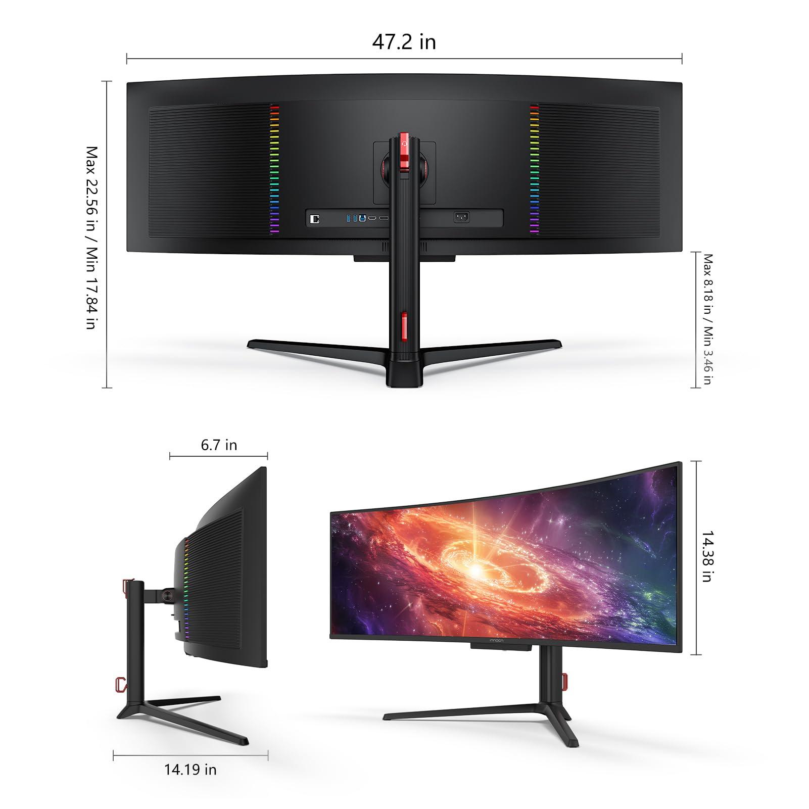 INNOCN INNOCN 49\" 49Q1S OLED Curved Gaming Monitor 5120 x 1440p 240Hz, 0.03ms, USB Type C 90W, HDMI 2.1, DisplayPort, USB Hub, Surrounding Speakers, Adaptive-Sync, Height Adjustable Stand, Black