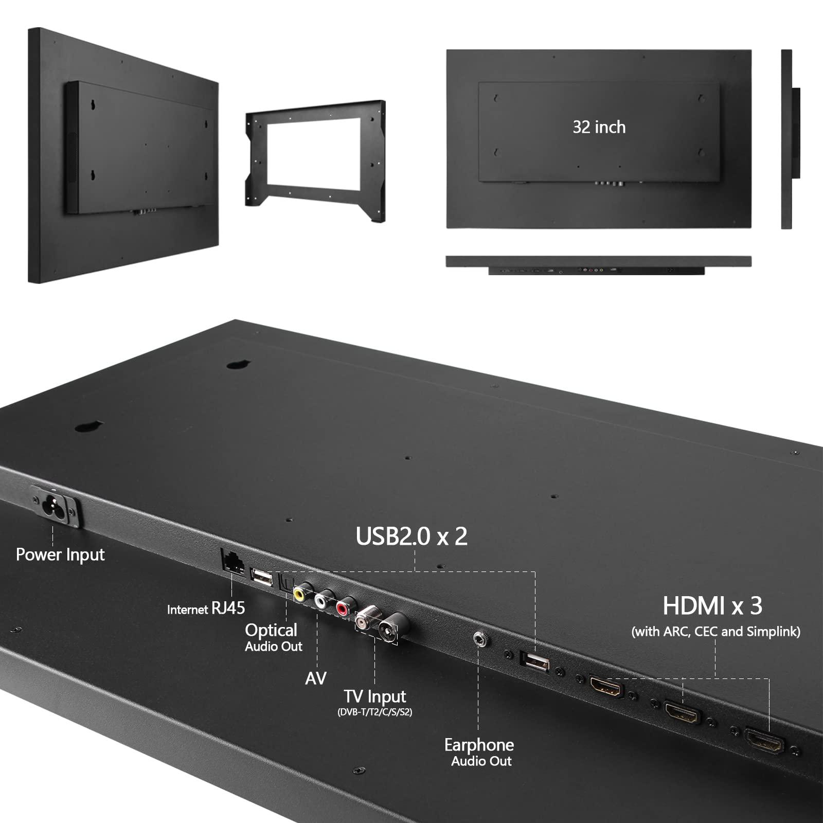 elecsung elecsung 32 inch 4K UHD Smart LED Mirror TV (ATSC) Tuner, IP65 Waterproof, Dolby Atmos,Watch Netflix, PrimeVideo, Built-in Alexa, Wi-fi, 320A023, 2024 Model