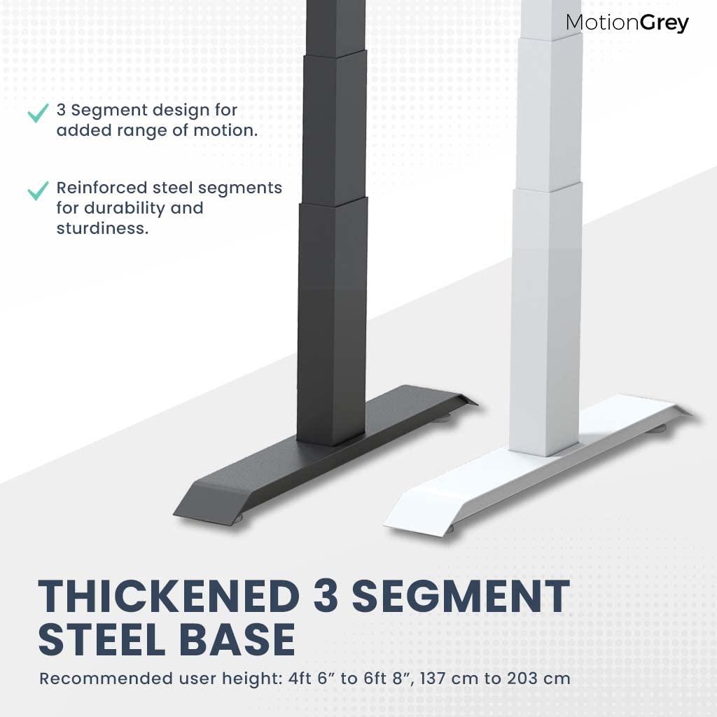 MOTIONGREY MotionGrey - German Electric Dual Motor Height Adjustable Standing Desk, Ergonomic Stand Up Desk, Adjustable Sit Stand Desk Stand - (Tabletop Included) (Black Frame - Brown Top)