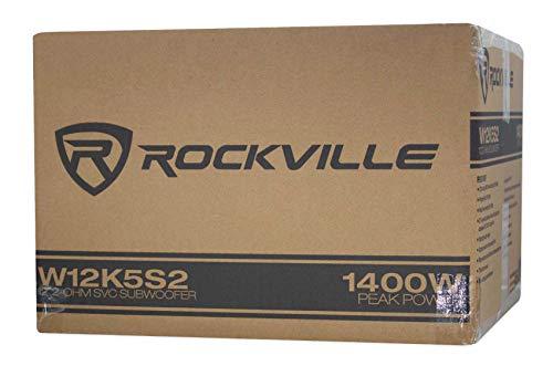 Rockville Rockville K5 W12K5S2 12" 1400w 2 Ohm Car Audio Subwoofer Sub 350w RMS CEA Rated!, Black