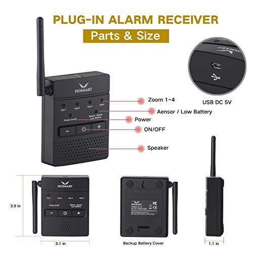 H HOSMART 1/2 Mile Hosmart Driveway Alarm Wireless Sensor System & Driveway Sensor Alert System Weatherproof Security Outdoor Motion Sensor & Detector(1 Receiver & 2 Sensors)