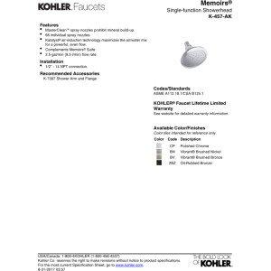 Kohler Kohler K-457-AK-BN 5-1/2\" 1-Function Spray Shower 2.5GPM Nickel