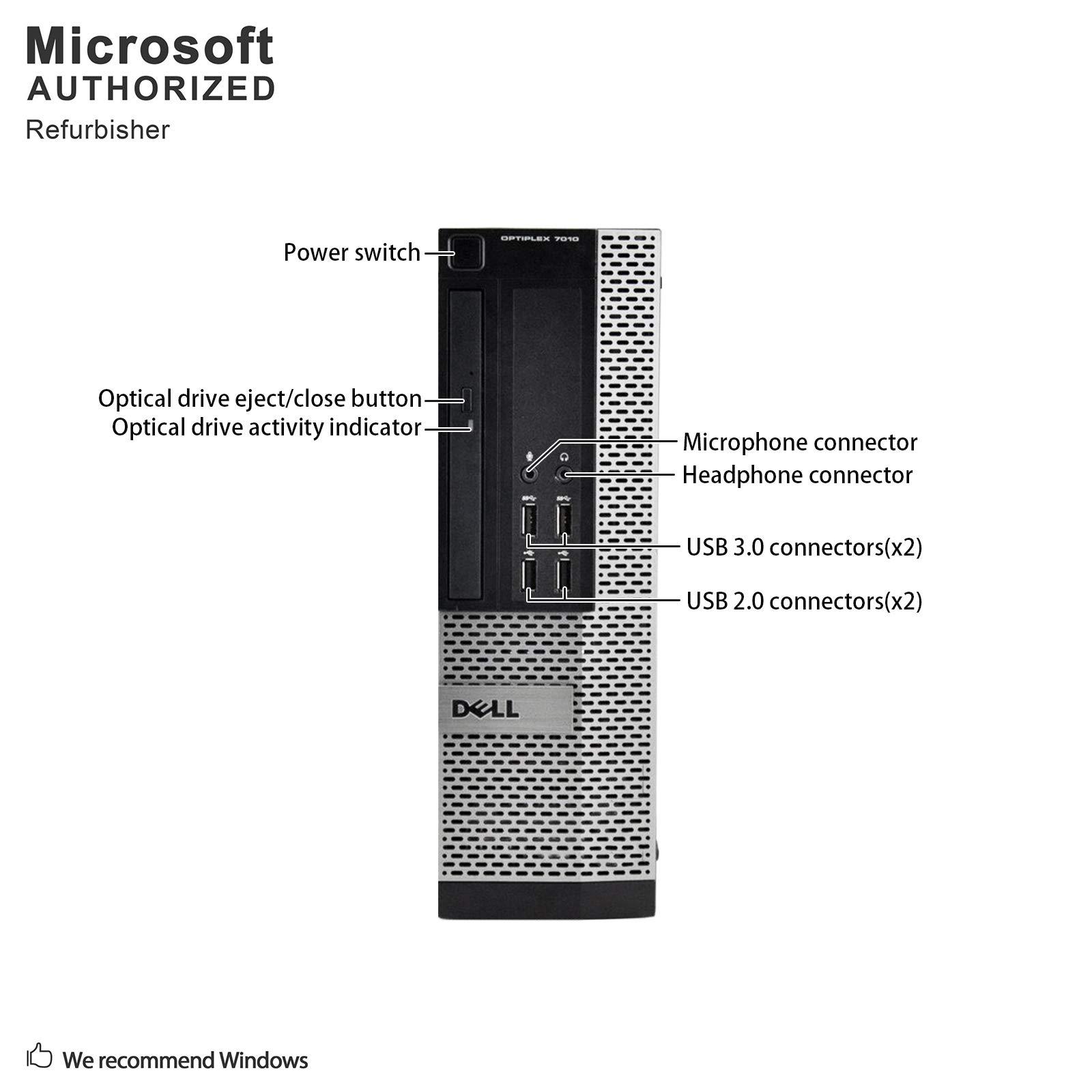 Dell DELL Optiplex 7010 SFF Business Desktop Computer PC (Intel i7-3770 3.4GHz Processor, 16GB DDR3, 240GB SSD, Windows 10 Professional) (Renewed)