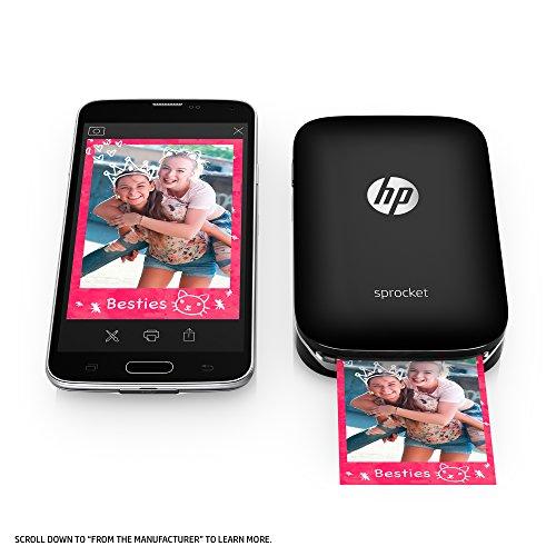 HP Sprocket HP Sprocket Portable Photo Printer, Print Social Media Photos on 2x3" Sticky-Backed Paper - Black (X7N08A)