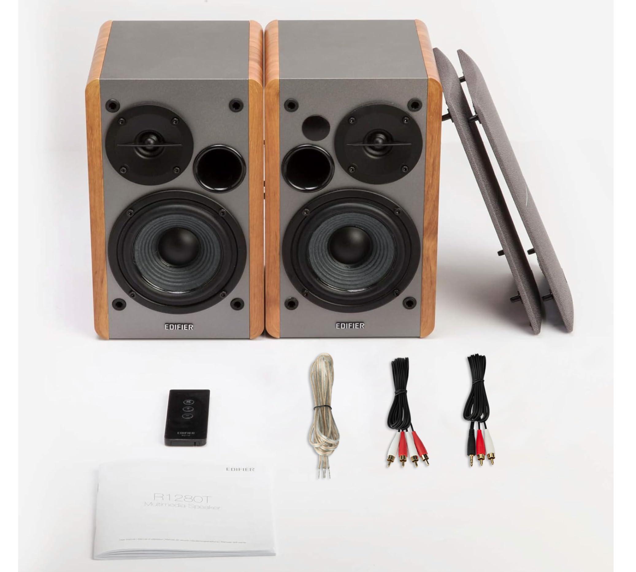 Edifier Edifier R1280T Powered Bookshelf Speakers - 2.0 Active Near Field Studio Monitor Speaker - Wooden Enclosure - 42 Watts RMS Power