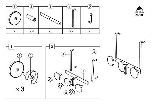 Alba Alba Over The Door Triple Coat Hook, Silver with Black Pegs (PMS3P)