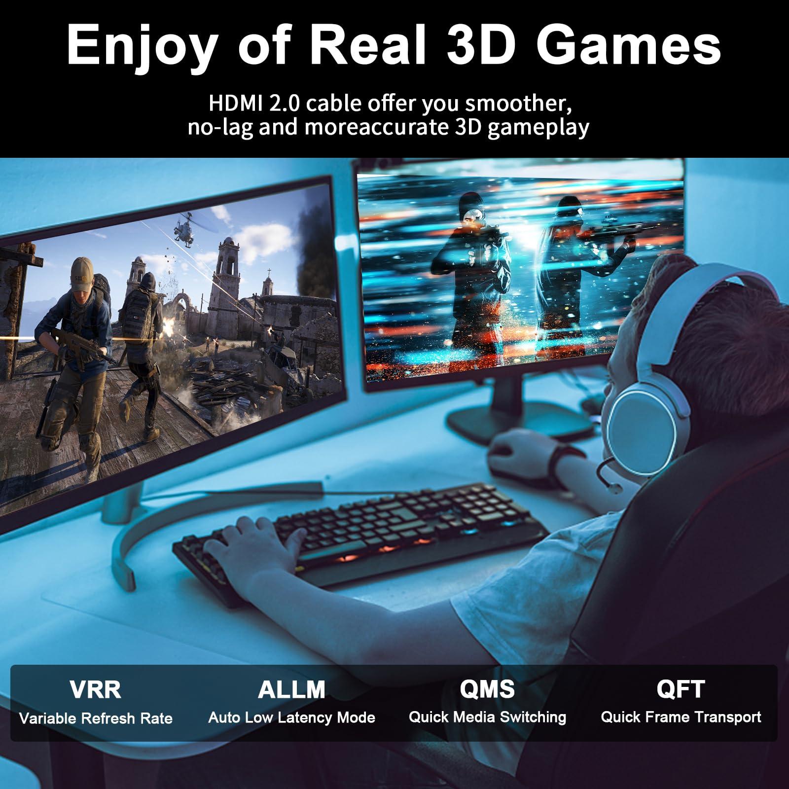 jojobnj jojobnj HDMI Cable 30ft, 4K@60Hz, 18Gbps High Speed HDMI 2.0 Cord, Ultra HD,Ethernet Audio Return,Video 4K,1080p,3D,Arc, HDR Compatible with Xbox,PS5/PS4,HDTV,Laptop ect(Black)