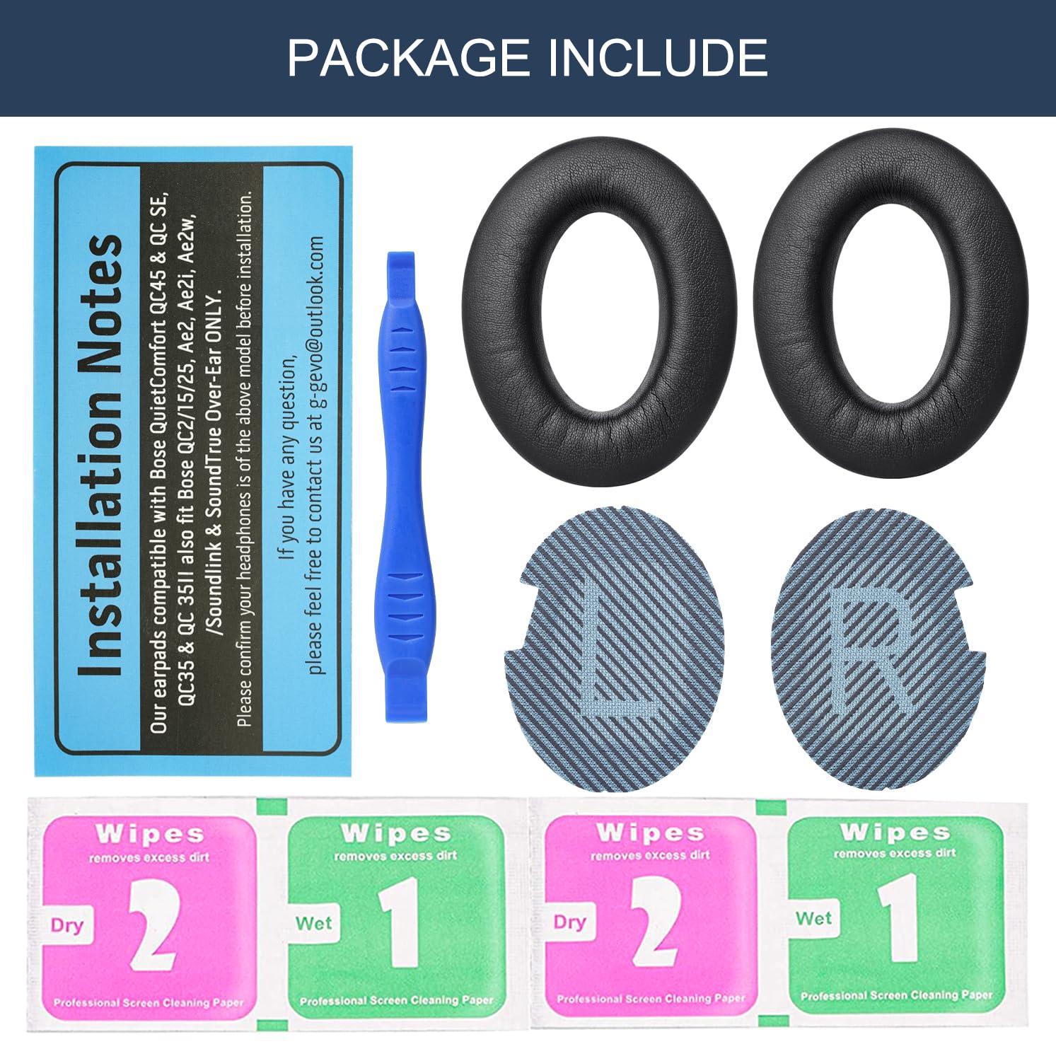 GEVO Ear Pads Replacement for Bose SoundLink AE2 - GEVO Earpad Cushions for SoundLink AE2 / SoundLink Around Ear ii Wireless Headphones with Premium Protein Leather Noise Isolation Memory Foam (Black)