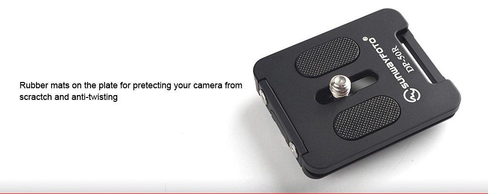 SUNWAYFOTO SUNWAYFOTO DP-50R 50mm QR Plate w Retractable Lip, Compatible with Cameras, Black