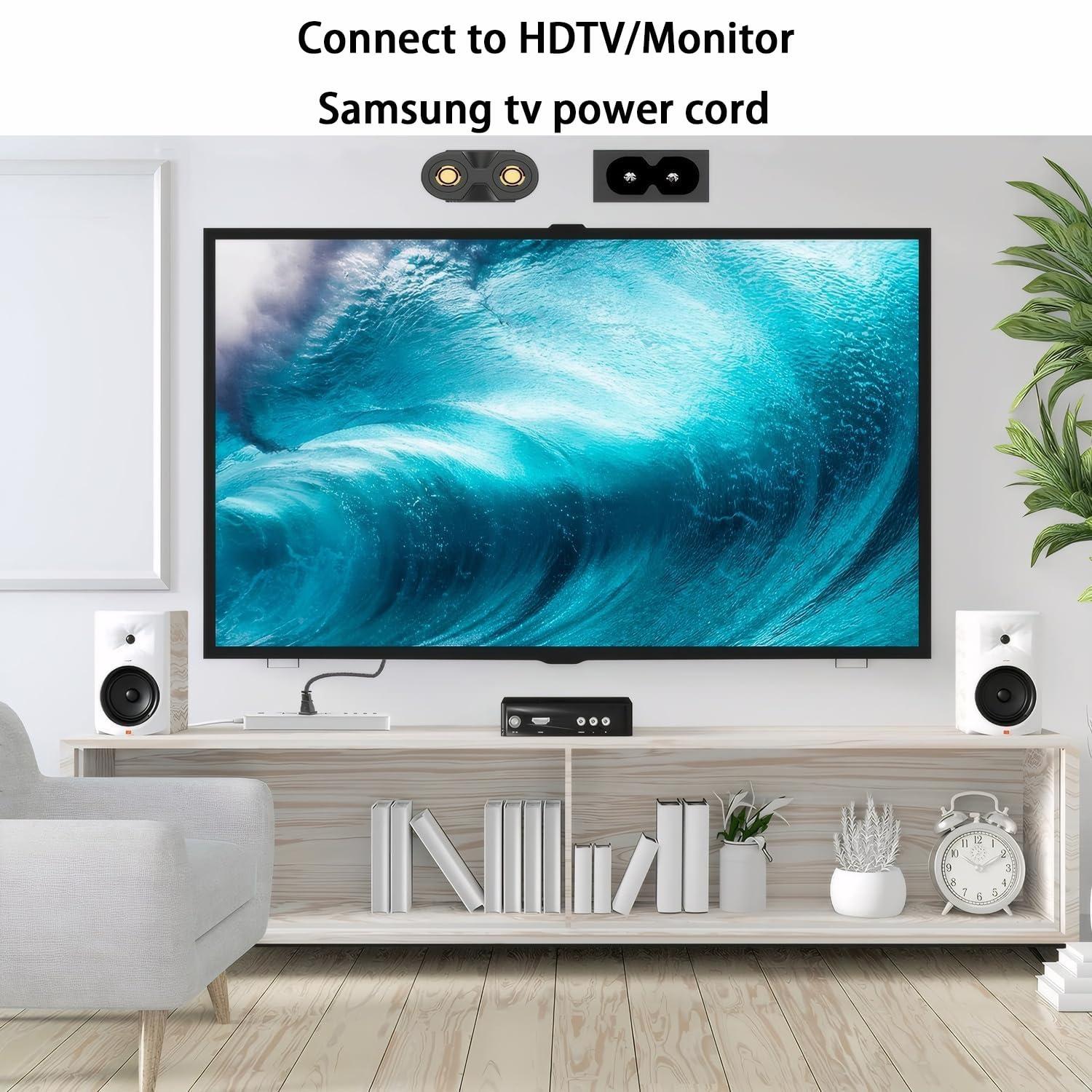 IJP 5FT TV Power Cord Samsung TV Extend Cable for Samsung TV 24" 32" 40" 43" 48" 49" 50" 55" 60" 65" 75" UN40 UN43 UN48 UN49 UN50 UN55 UN60 UN70 UN75 UN78, Smart 4K TV LG, TCL TV 2 Prong AC Power Cord