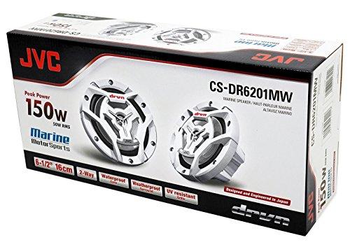 JVC JVC CS-DR6200M Marine 6.5" 2-Way Coaxial Speaker - Set of 2 (White) featuring Water Resistant Woofers / UV Resistant Grilles / Max Power 150W