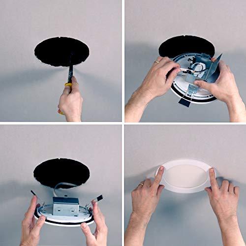 HALO HALO SMD4R6930WHDM SMD-Dm Lens Round Integrated Led Surface Mount Recessed Downlight Trim, 3000K Soft (No Can Needed), 4.85 In, White