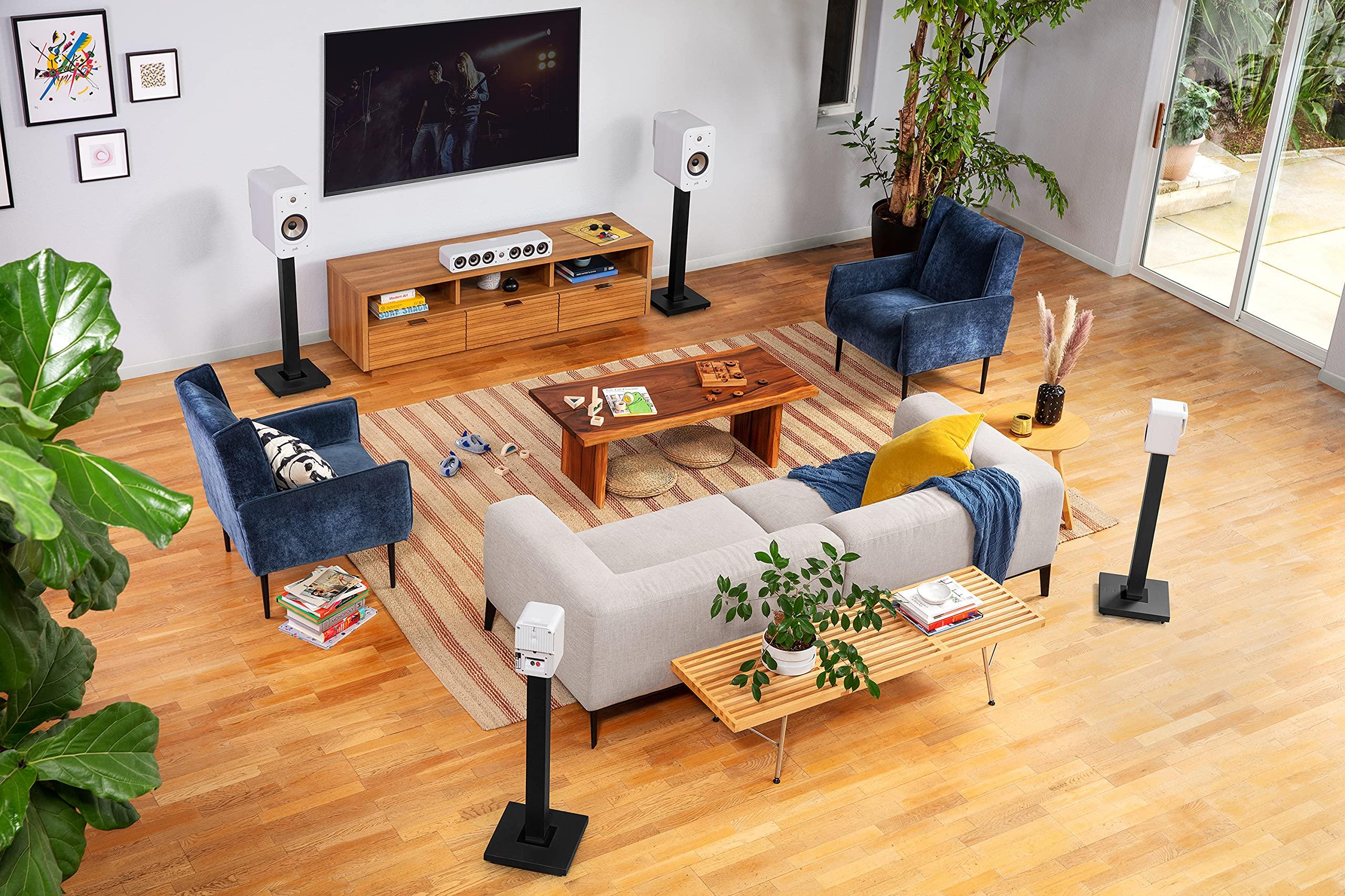 Polk Audio Polk Signature Elite ES20 Bookshelf Speaker - Hi-Res Audio Certified, Dolby Atmos & DTS:X Compatible, 1\" Tweeter & 6.5\" Woofer, Power Port Technology for Effortless Bass (Pair, Elegant White-Washed)