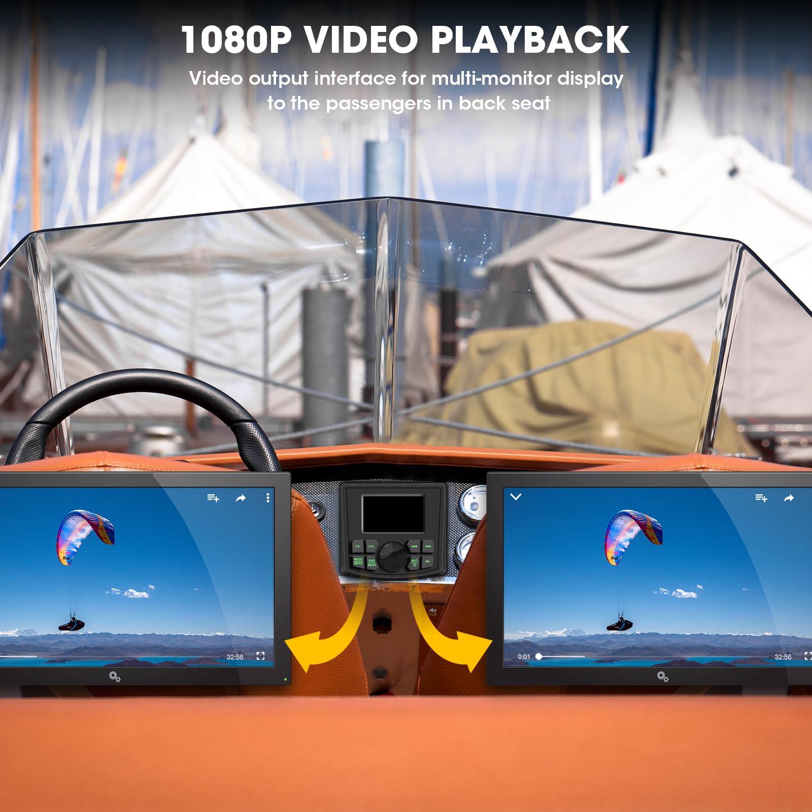 DOVOX Waterproof Marine Radio Stereo for Boat: Bluetooth Marine Digital Media MP5 Player with 3 Inch LCD Display AM FM AUX USB EQ Subwoofer