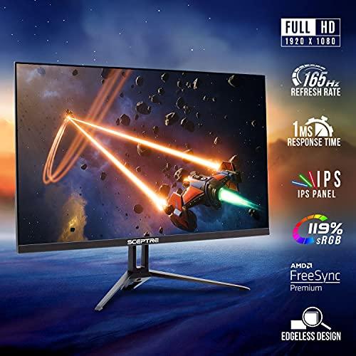 Sceptre Sceptre IPS 27-inch Gaming Monitor 1920 x 1080p up to 165Hz 1ms AMD FreeSync Premium 119% sRGB DisplayPort HDMI Build-in Speakers, Machine Black (E275B-FPT168S)