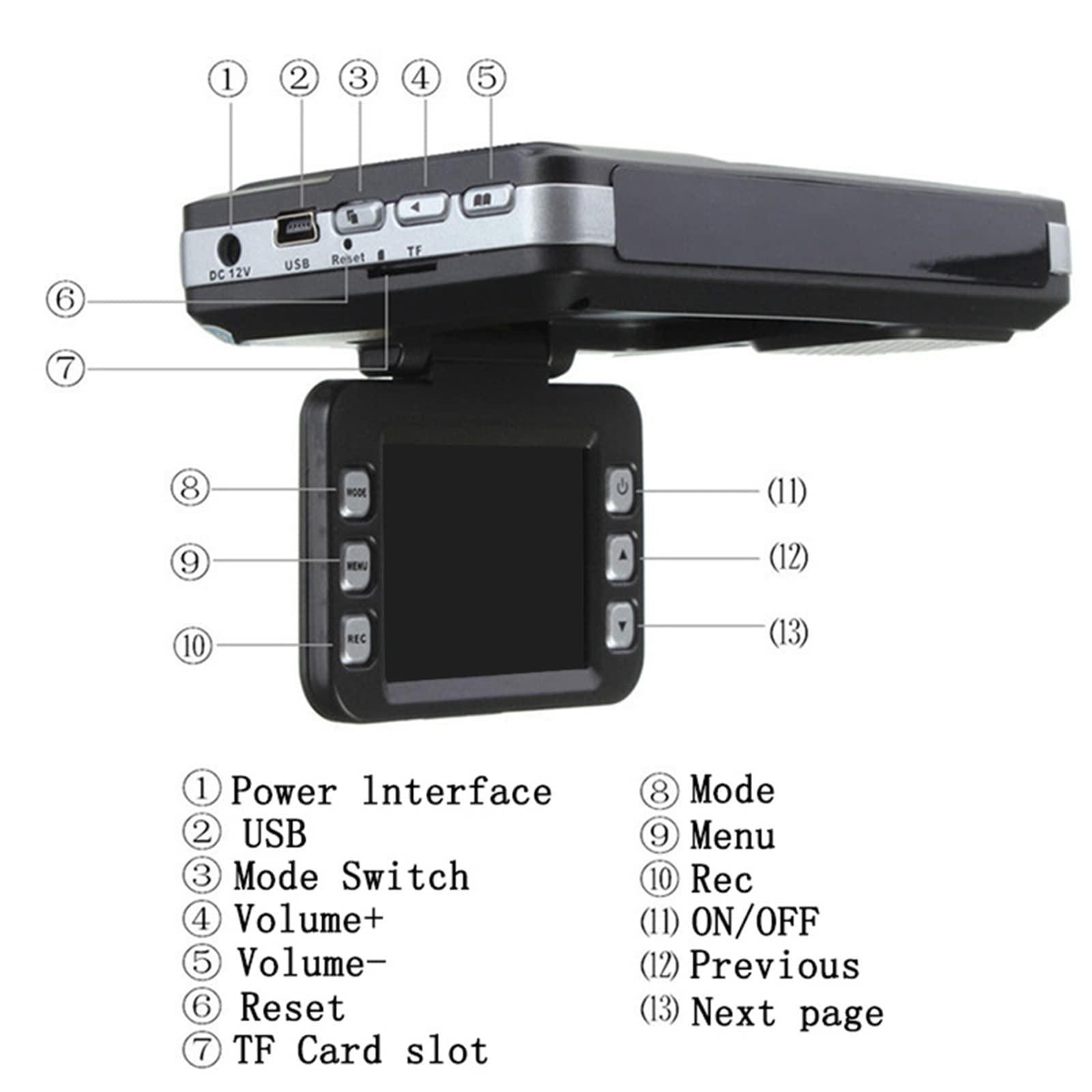 VECHII 2.0'' Dash Cam,2 in 1 Car DVR Camera Dashboard Cam Voice Prompt Radar Detector 1080P Video Recorder Night Vision WDR G-Sensor,16gb