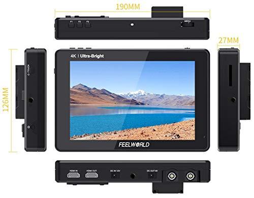 FEELWORLD FEELWORLD LUT7S PRO 7 Inch 2200nit 3D LUT Touch Screen DSLR Camera Field Monitor with F970 External Kit Install for Power The Wireless Transmission Waveform Vectorscope 4K HDMI SDI Input DC Output