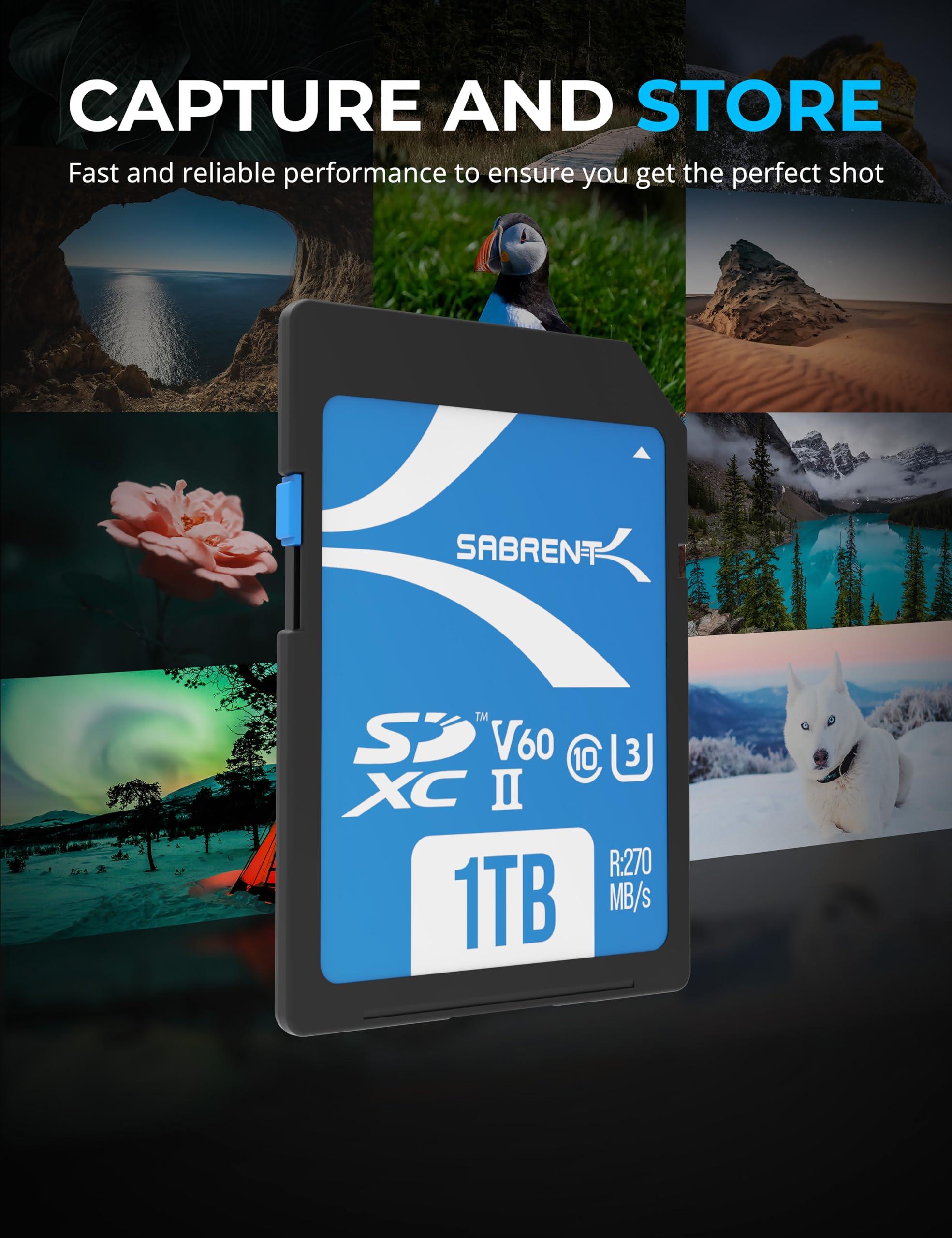 SABRENT SABRENT Rocket V60 1TB SD UHS-II Memory Card R270MB/s W170MB/s (SD-TL60-1TB)
