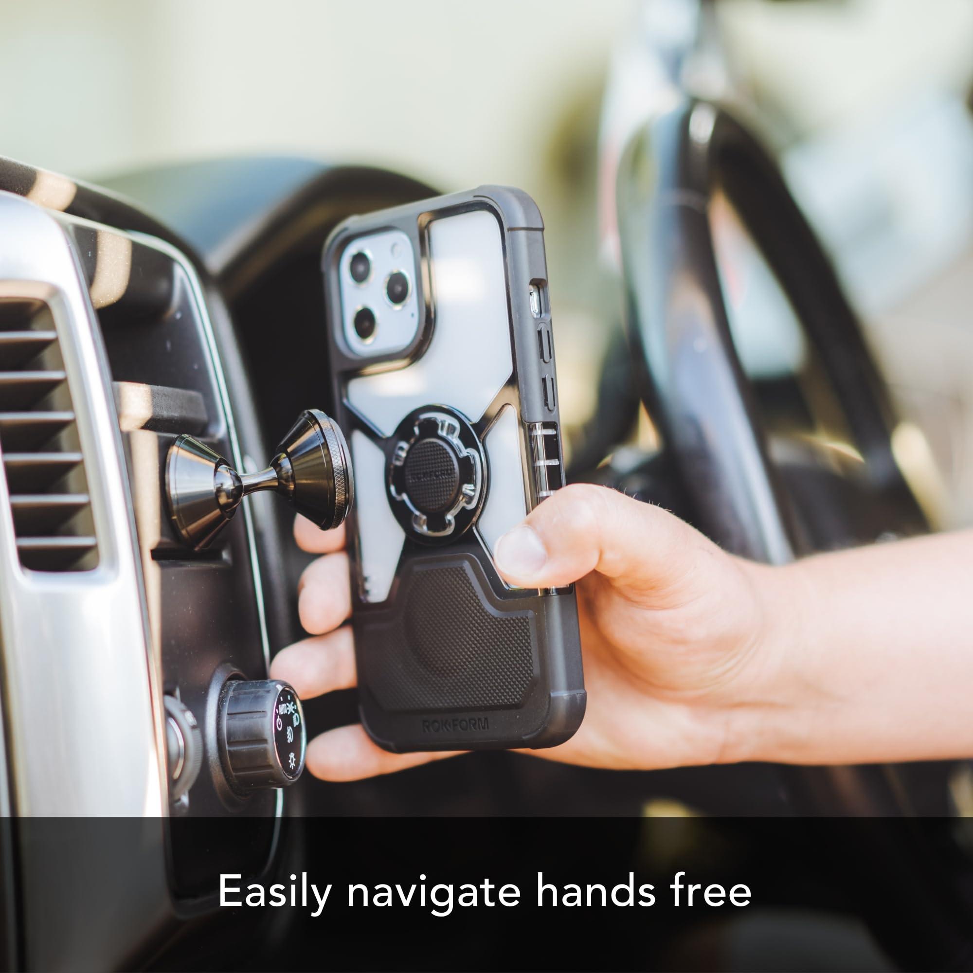 Rokform ROKFORM - Adjustable Magnetic Car Mount, 360 Degree Swivel with 3M VHB Tape, Cell Phone Holder, Aluminum Dashboard Phone Mount Stand for Truck Car & Van (Black)