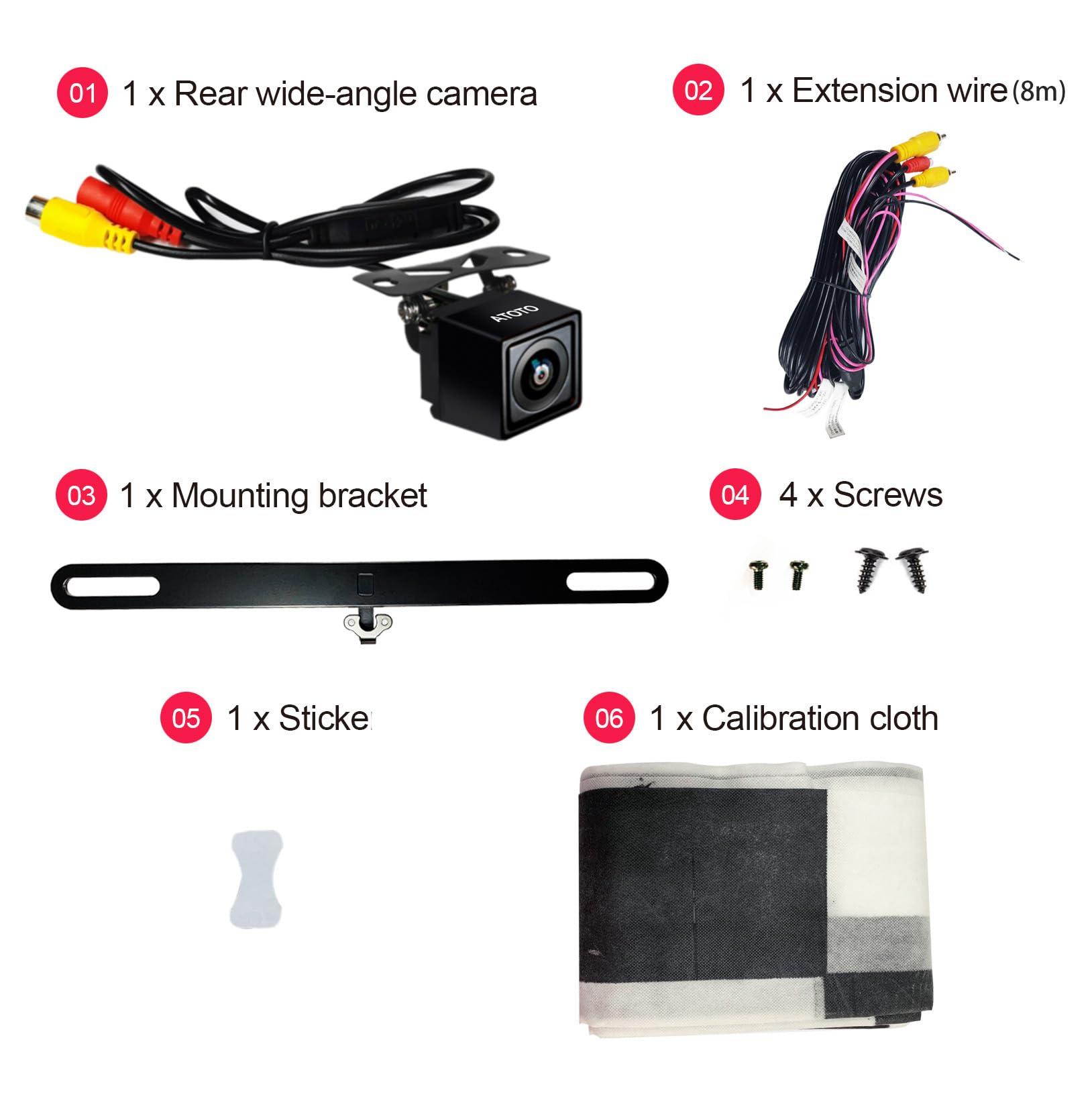 ATOTO ATOTO AC-HD03LR 720P Rearview Backup Camera (180 Wide-Angle), for ATOTO S8 Models only (Excluding S8 PN/UN/MS), VSV (Virtual Surround-View) Parking, LRV (Live Rear-View), Night Vision and Waterproof
