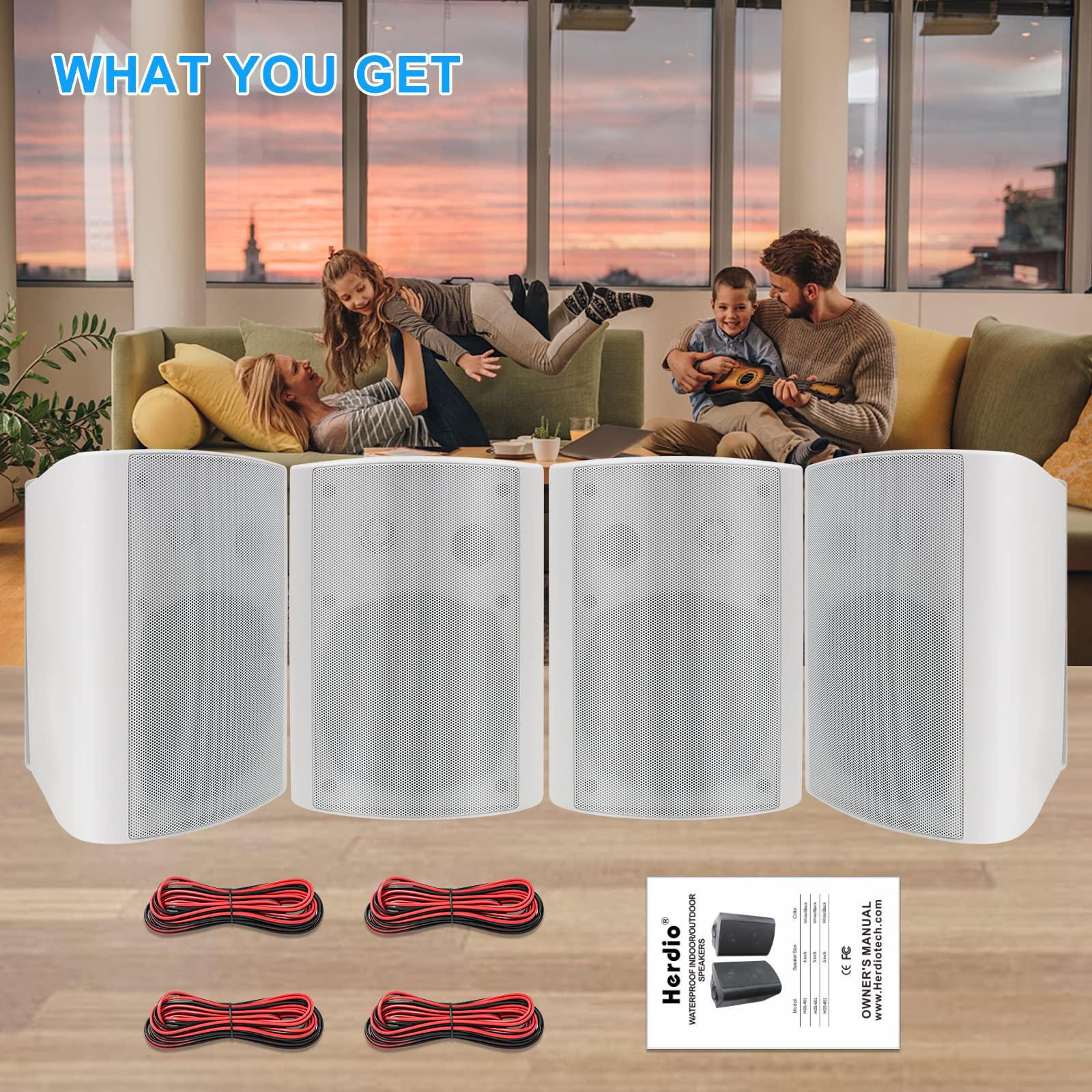 Herdio Herdio 5.25 Inches 600 Watts Passive Indoor Outdoor Speakers Wired Waterproof,Wall Mount Speakers with Loud Volume Suitable for Patio,Garden Home Theater