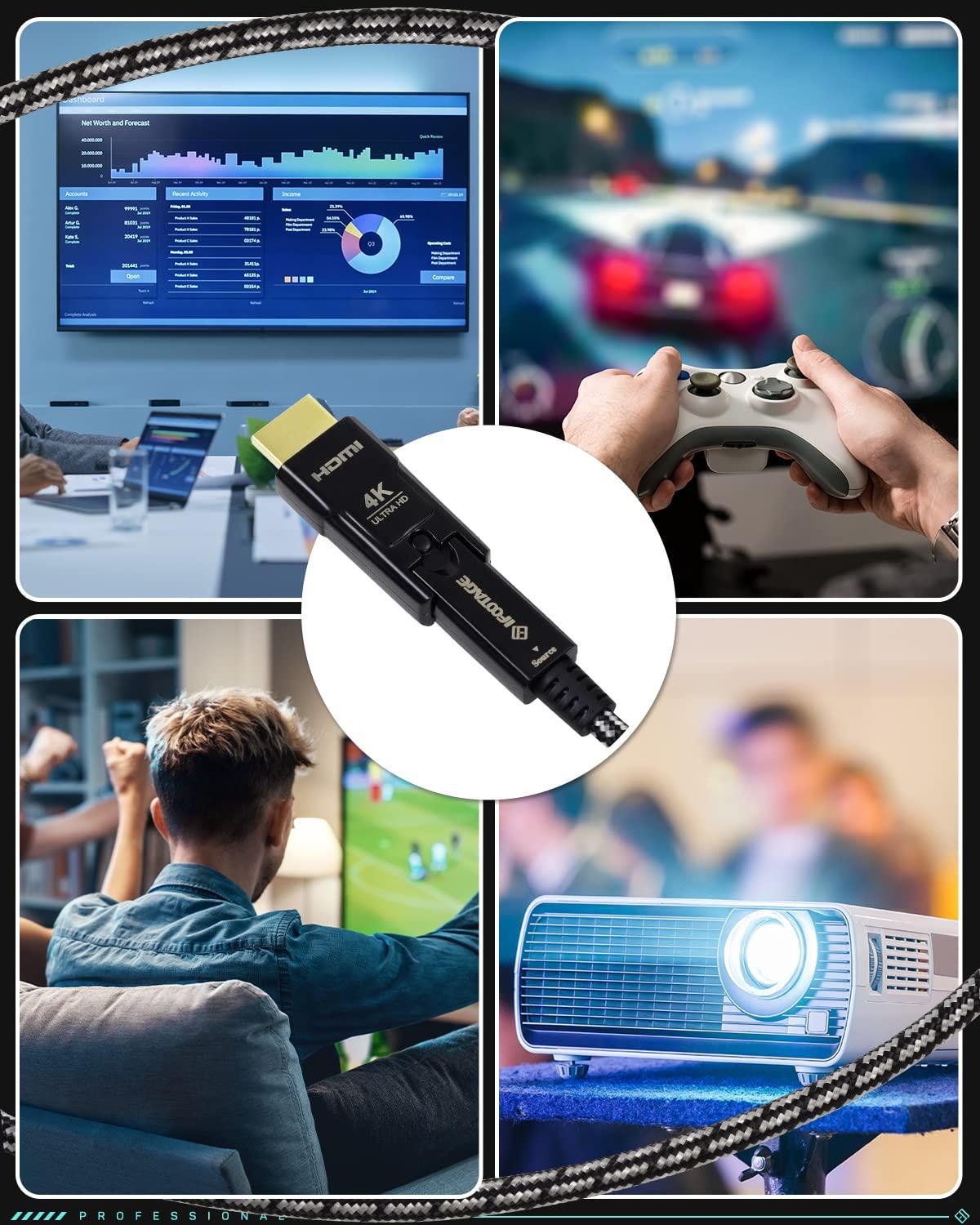 IFOOTAGE IFOOTAGE 4K HDMI Cable, 50FT/15M, Displayport to HDMI Cable with HDMI Adapter, HDMI 2.0/4K@60Hz/18Gbps/Ultra HD/ARC/Dynamic HR, Long HDMI Cable, Compatible with Camera/Camcorder/Laptop/PS4/PS5