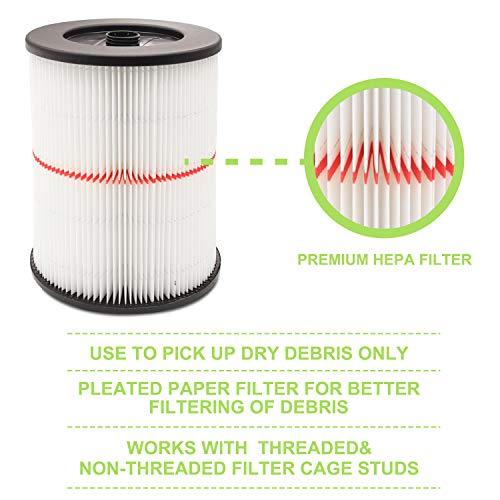 ANBOO 2 Pack Cartridge Filter for Craftsman 17816 9-17816 Wet/Dry Air Filter Replacement Part fit 5/6/8/12/16/32 Gallon & Larger Vacuum Cleaner