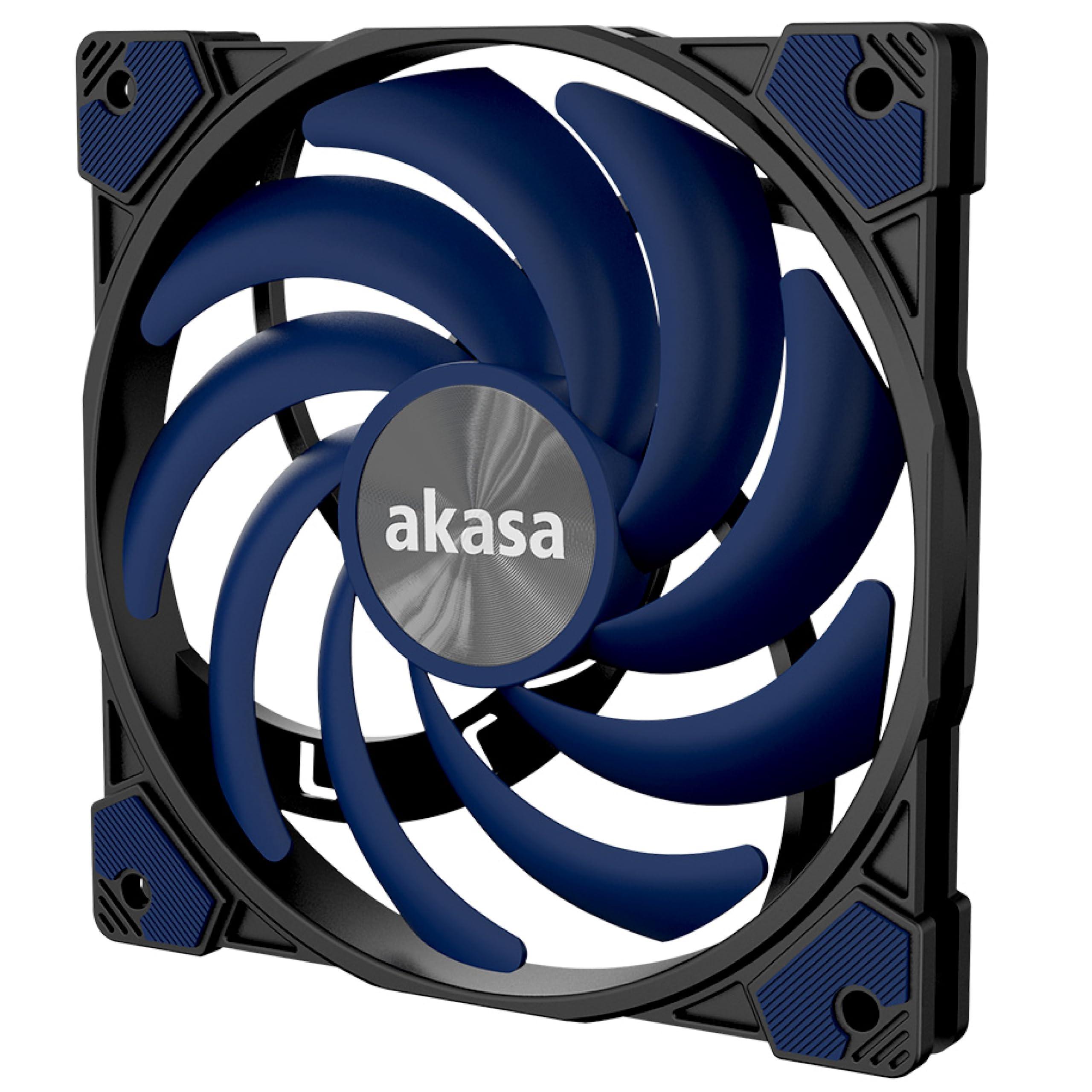 Akasa Akasa Alucia XS12, 120mm PWM Case Fan, High Performance Cooling Fan, 4 Pin, 120 x 15mm Sizing Slim Low-Noice, Up to 2000 RPM & 41.59 CFM, Blue, AK-FN122-BL