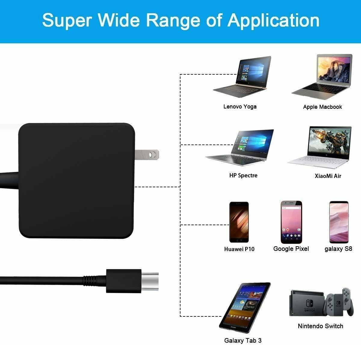 PowerHOOD PowerHOOD 65W USB-C Charger Compatible with Samsung Galaxy Book4 Edge NP960XMB NP960XMB-KB1US NP960XMA NP960XMA-KB1US NP940XMA NP940XMA-KB1US 14\" 16\" Laptop Notebook USB Type-C Power Supply Cord PSU