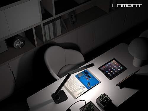 Lampat LAMPAT Dimmable LED Desk Lamp, 4 Lighting Modes (Reading/Studying/Relaxation/Bedtime), 5-Level Dimmer, Touch-Sensitive Control Panel, 1-Hour Auto Timer, 5V/1A USB Charging Port, Piano Black