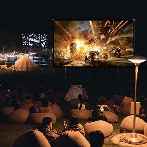HOIN Projector Screen and Stand 150 inch 16:9 HD 4K Large Outdoor Projector Screen Portable Projection Movie Screen with Carry Bag for Home Theater Backyard Cinema Travel Foldable Anti Crease Windproof