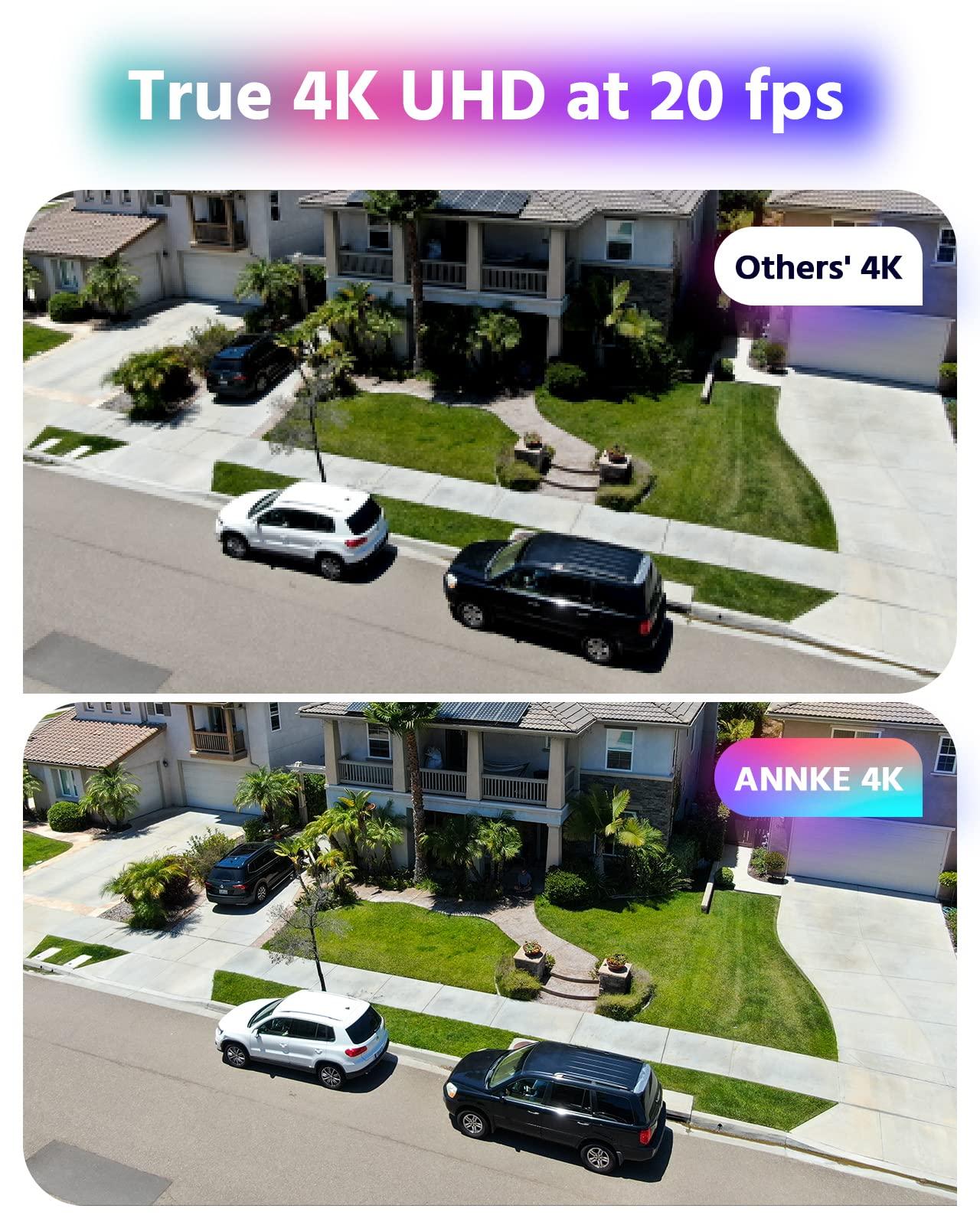 ANNKE ANNKE NCK800 4K Security Camera System with 8MP Full Color Night Vision, 2pcs H.265+ PoE Wired Turret 4K Cameras with AI Human Detection, 8CH NVR Recorder with 4TB HDD for 24/7 Video Recording