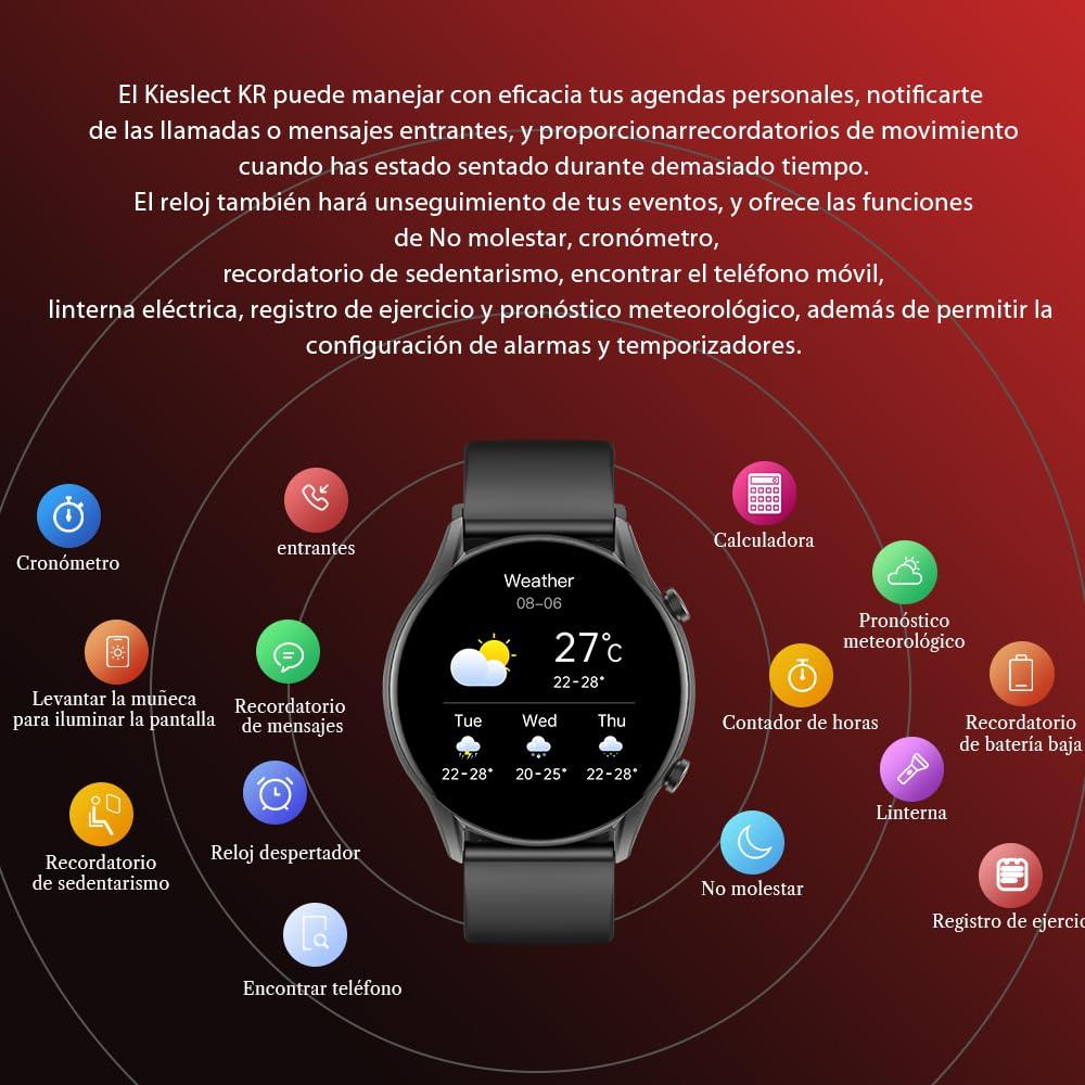 Kieslect Kieslect Kr Smart Watch for Men Women(Answer/Make Calls),1.32\"Semi-AMOLED Touch Screen,Blood Oxygen SpO2, 24/7Heart Rate Monitor,70 Sports Modes Fitness Tracker,IP68,Compatible with Android iOS