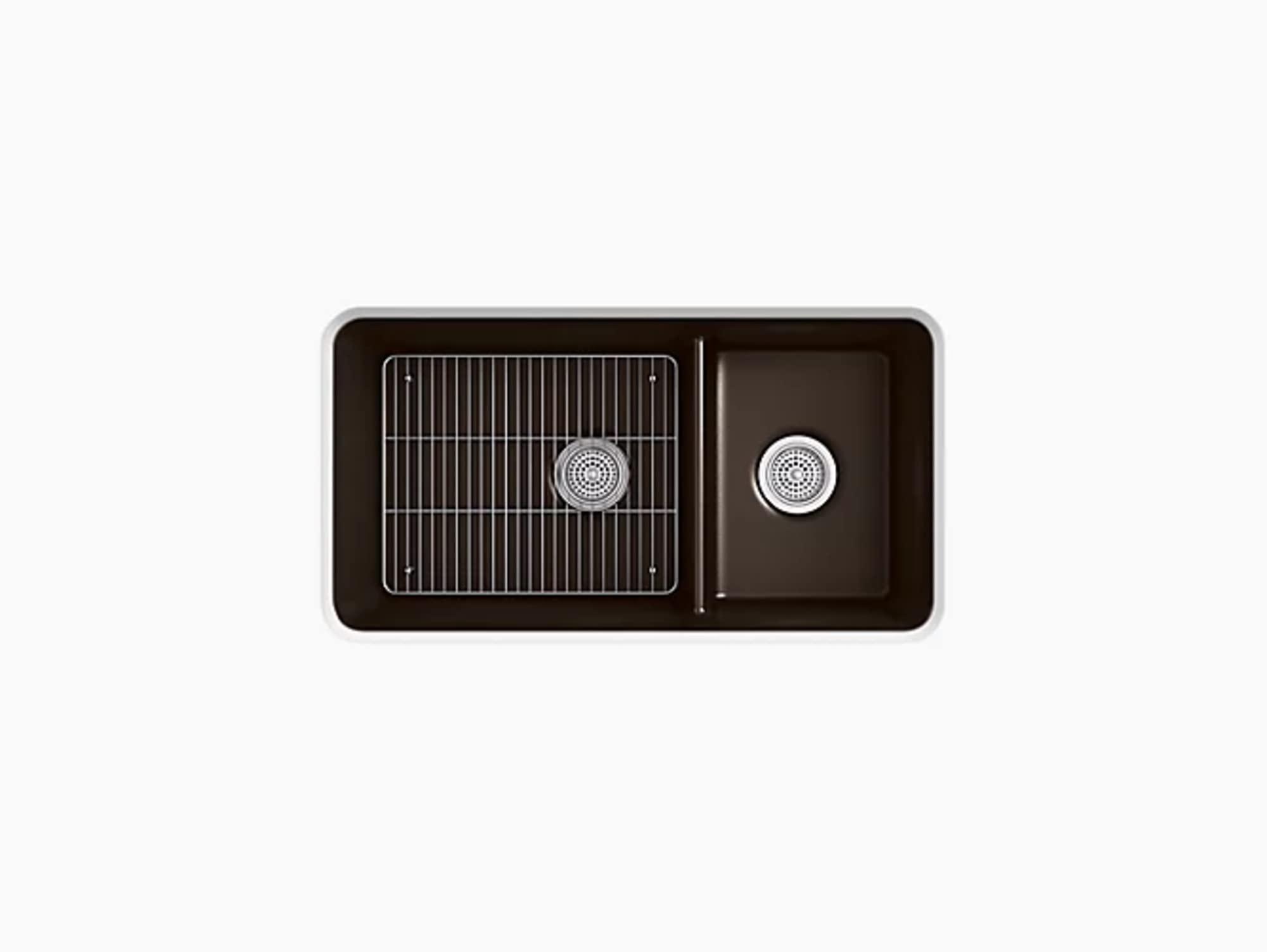 Kohler KOHLER K-8204-CM1 Cairn Sink, 33\" Neoroc Composite Undermount Double-Bowl Kitchen Sink, Composite Kitchen Sink with Sink Rack, Matte Black