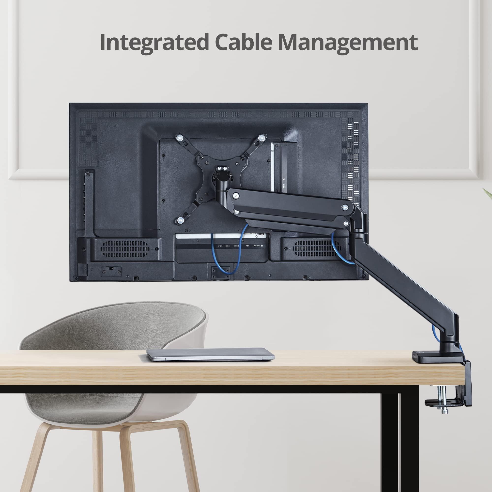 SIIG SIIG Single Monitor Desk Mount, 17\" to 43\", Heavy-Duty Premium Gas Spring, Fits Flat/Curved/Ultrawide Monitor, Load 33 lbs Max, VESA 75x75 100x100, 200x200, C-Clamp and Grommet Base (CE-MT2Z11-S1)